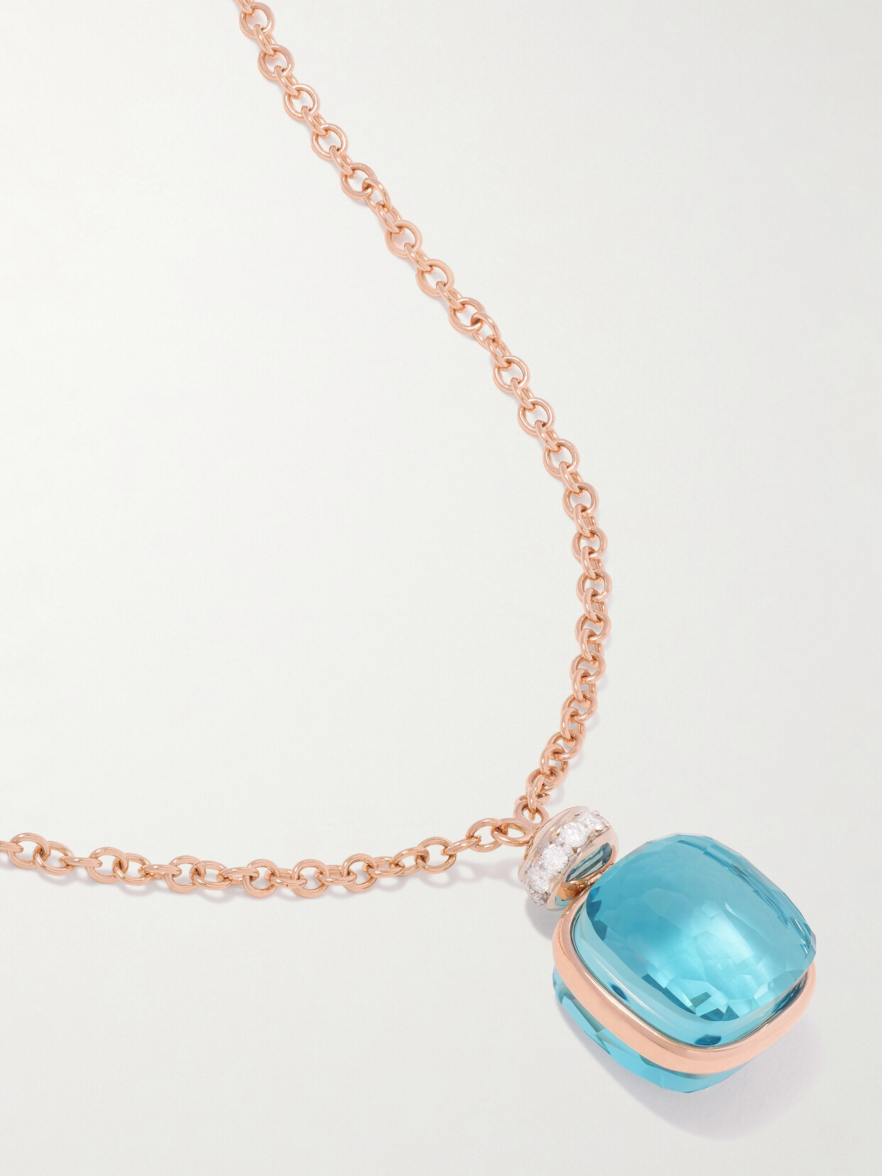 Pomellato Nudo Classic Rose Gold Sky Blue Topaz Necklace With Diamonds In Gold