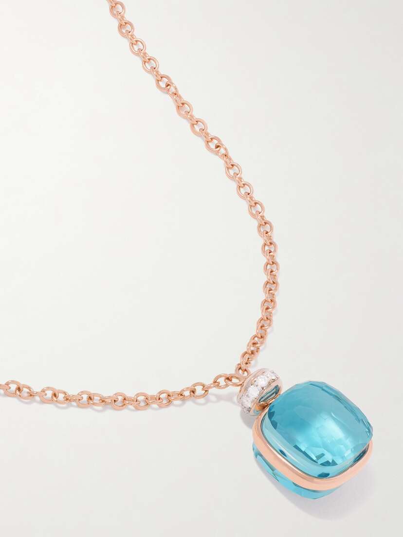 Pomellato Nudo 18-karat Rose And White Gold, Topaz And Diamond Necklace