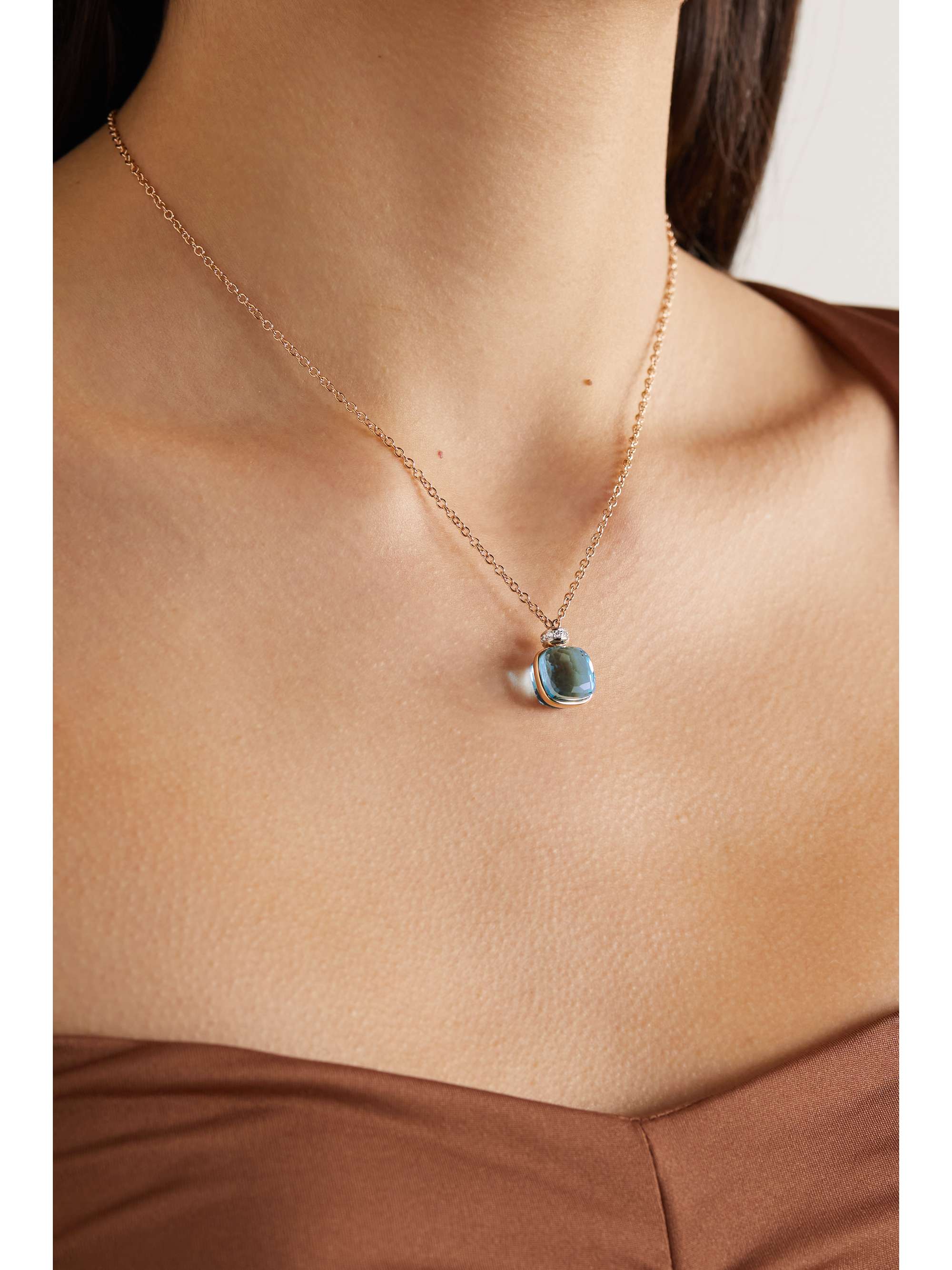 POMELLATO Nudo 18-karat rose and white gold, topaz and diamond necklace