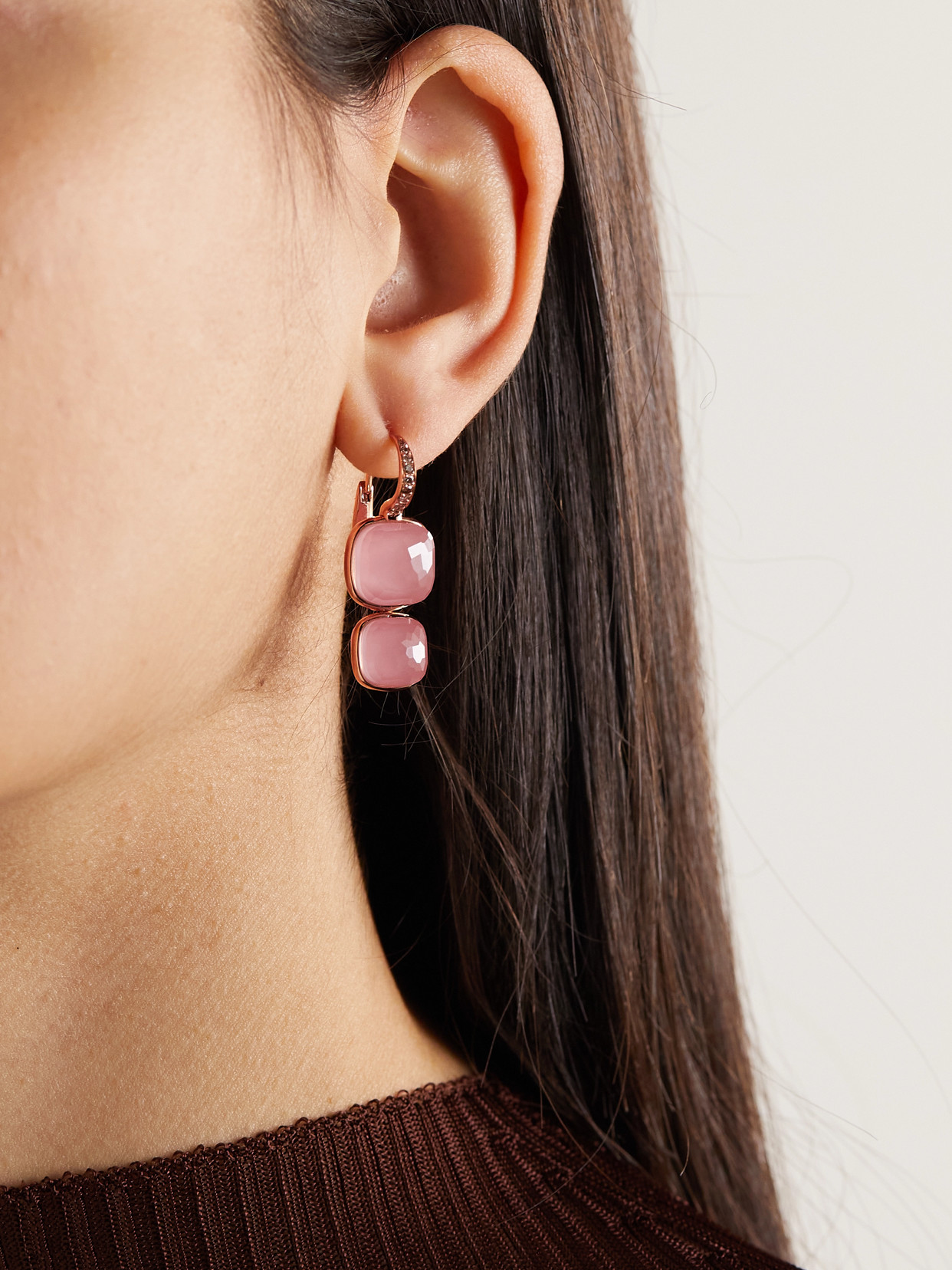 Pomellato Nudo 18-karat Rose Gold Multi-stone Earrings In Gold
