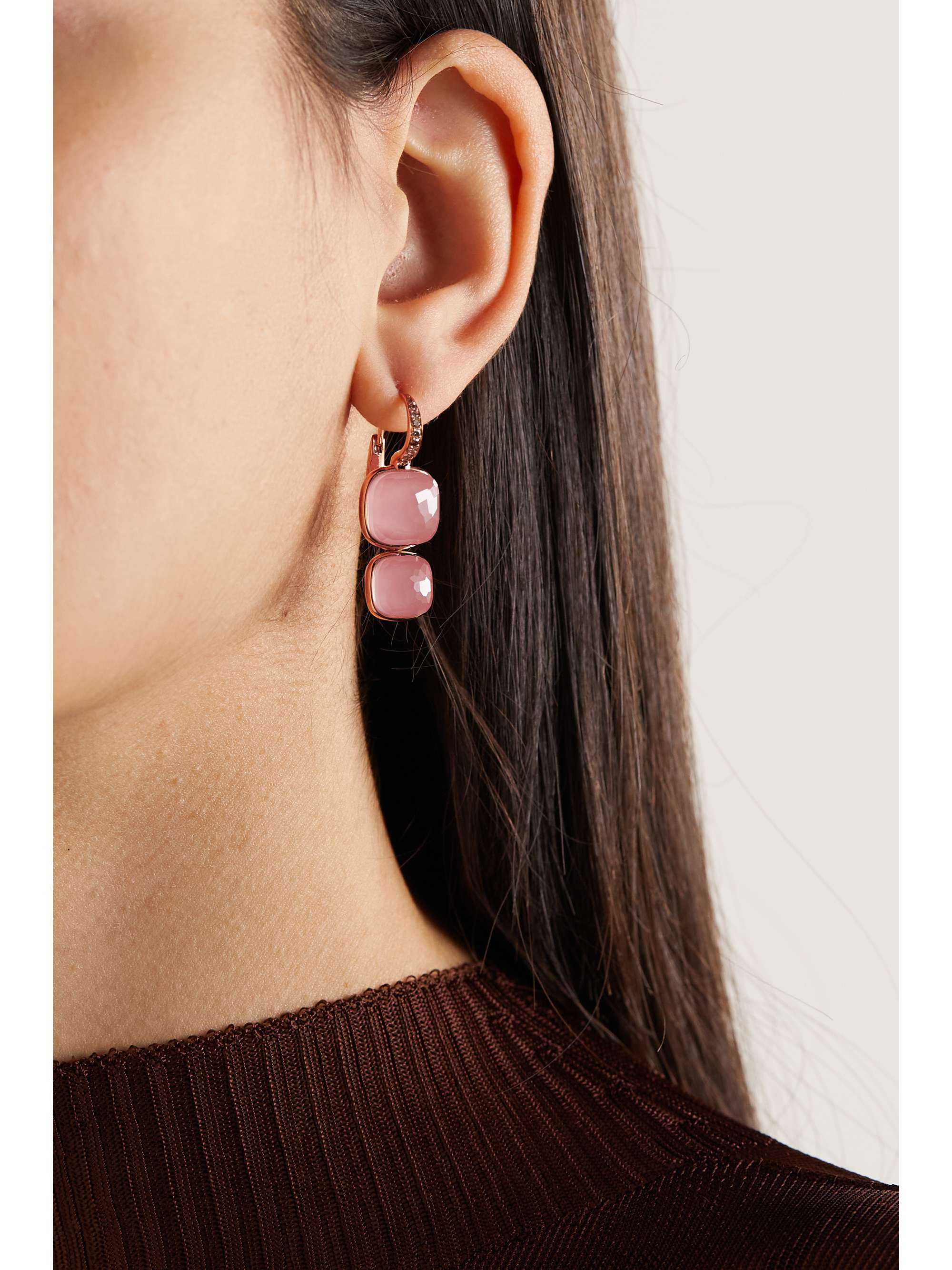 POMELLATO Nudo 18-karat rose gold multi-stone earrings