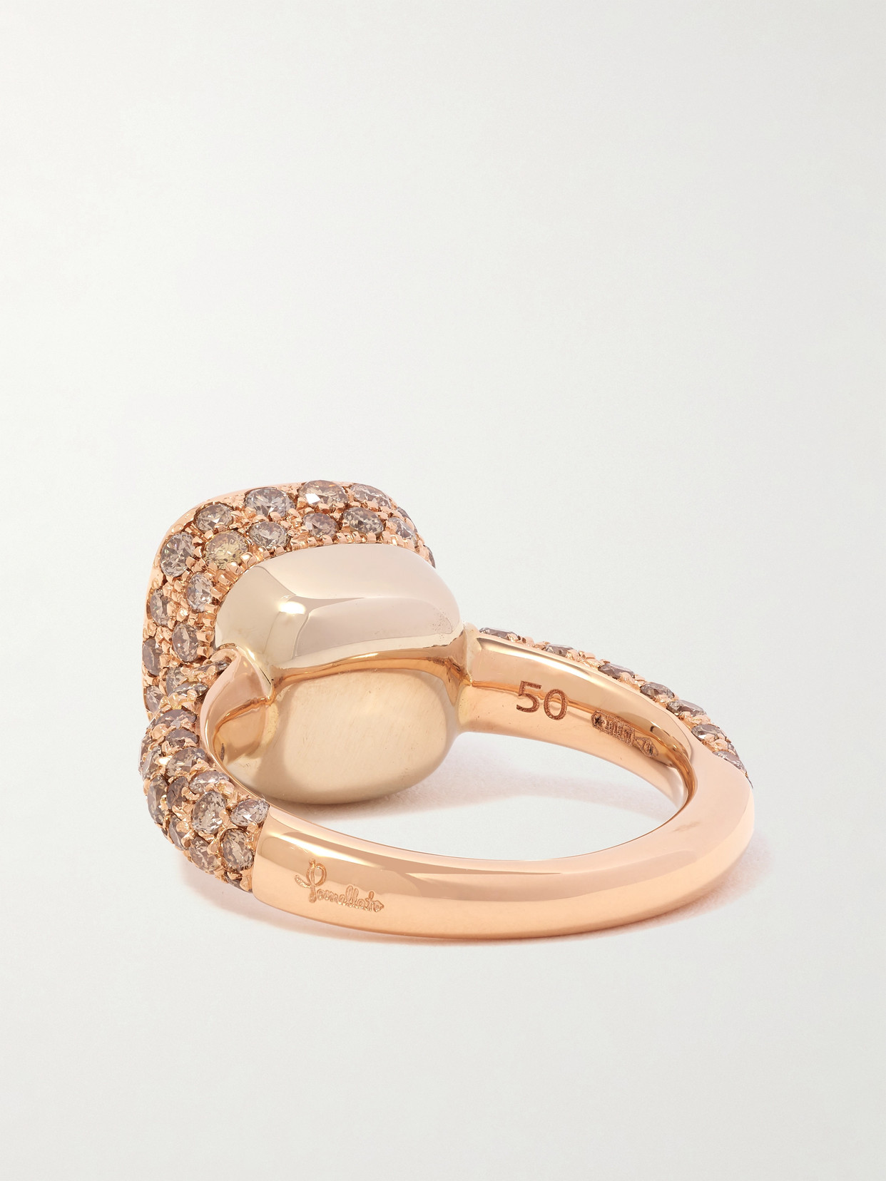 Pomellato Mixed Gold And Brown Diamond Nudo Solitaire Ring In Gold