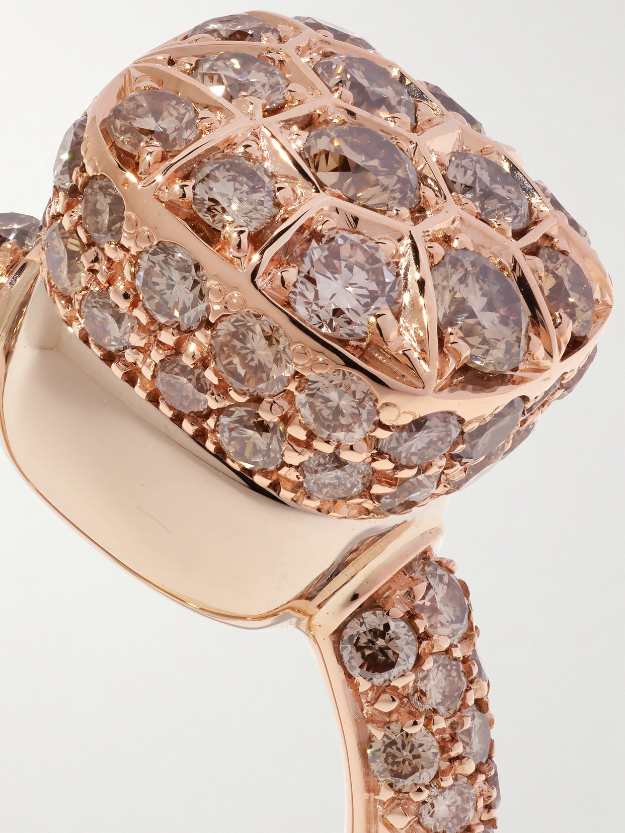 Pomellato Mixed Gold And Brown Diamond Nudo Solitaire Ring In Gold