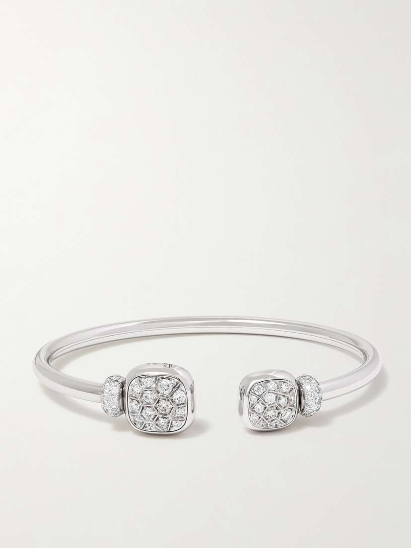 Pomellato Nudo Rhodium-plated 18-karat White Gold, Topaz And Diamond Cuff