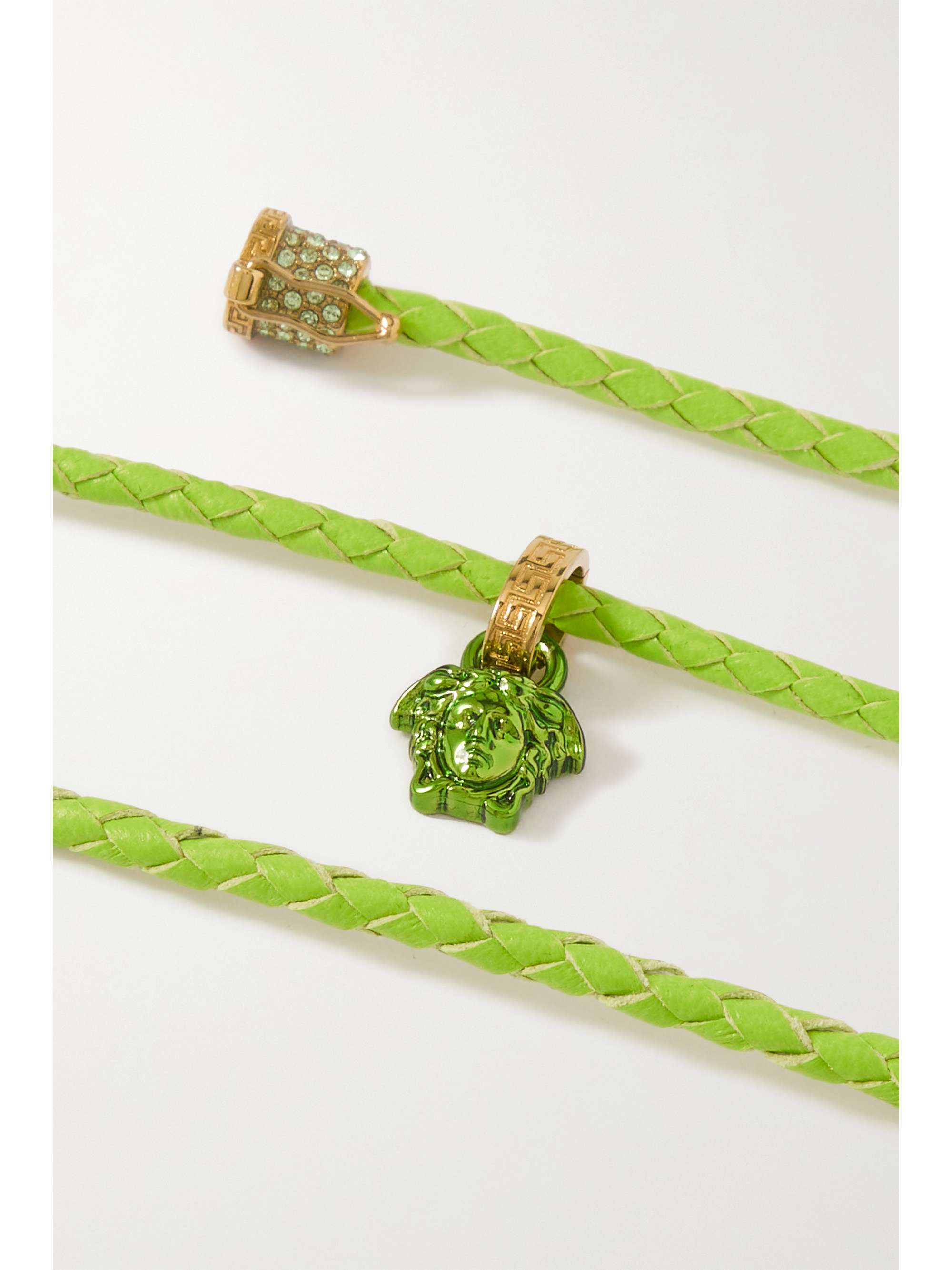 VERSACE Medusa braided leather and gold-tone necklace