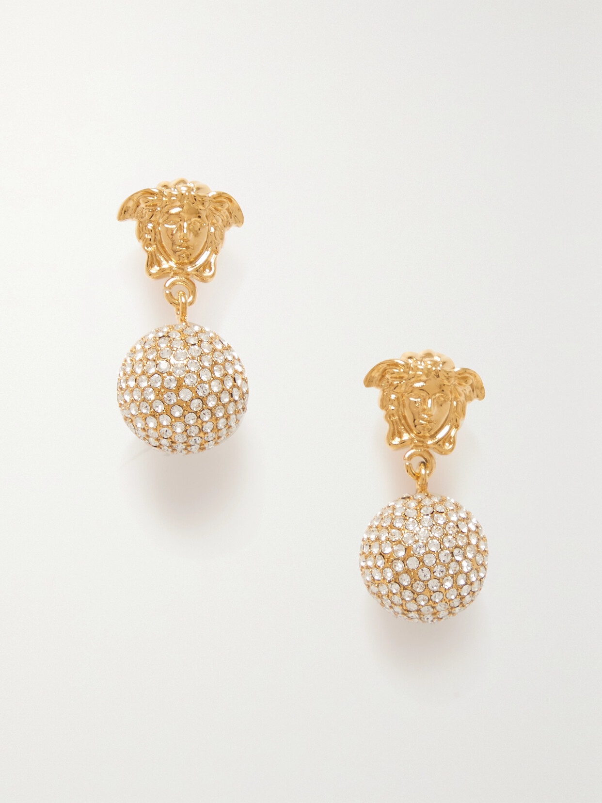 VERSACE MEDUSA GOLD-TONE CRYSTAL EARRINGS