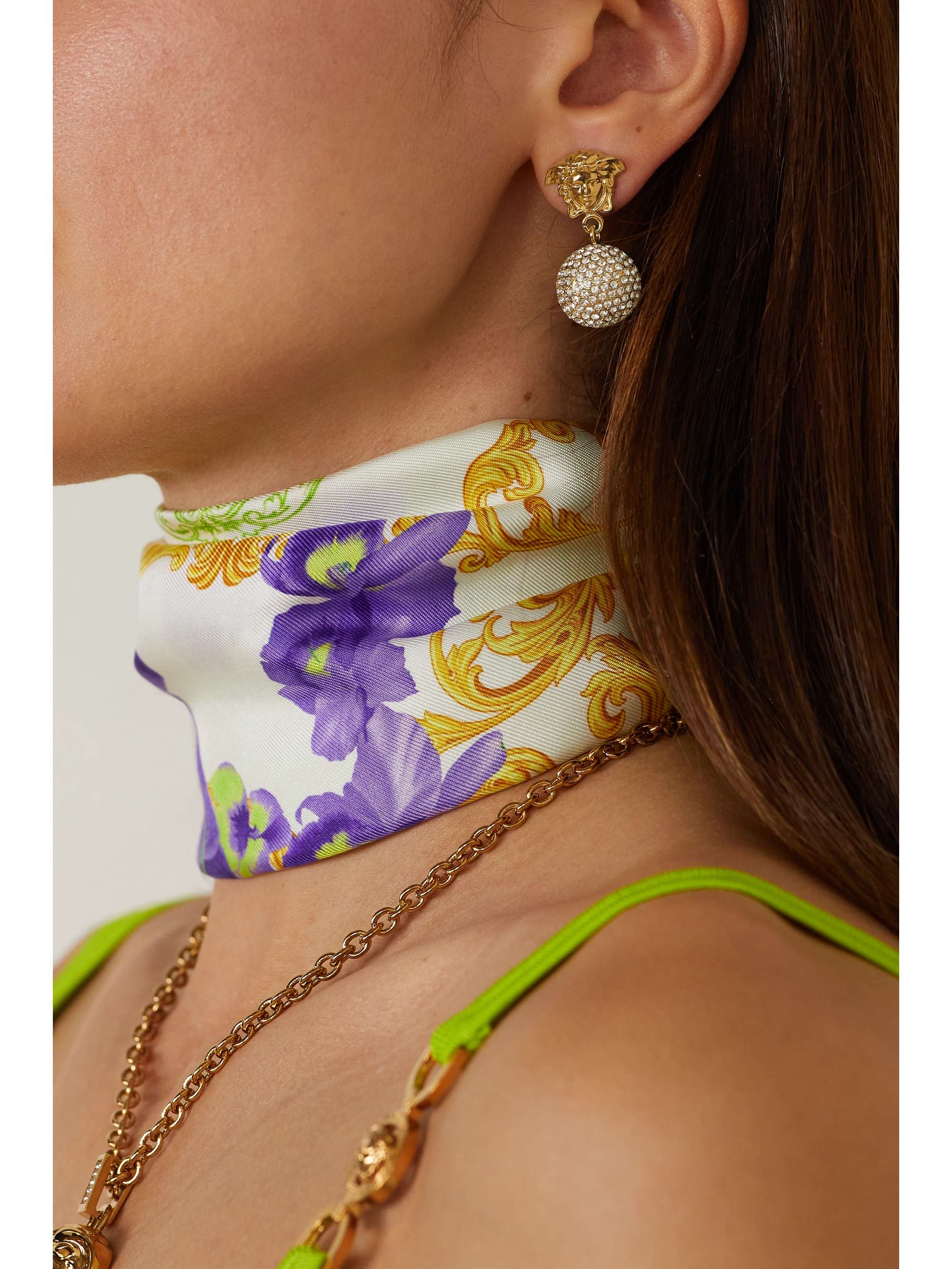 VERSACE Medusa gold-tone crystal earrings