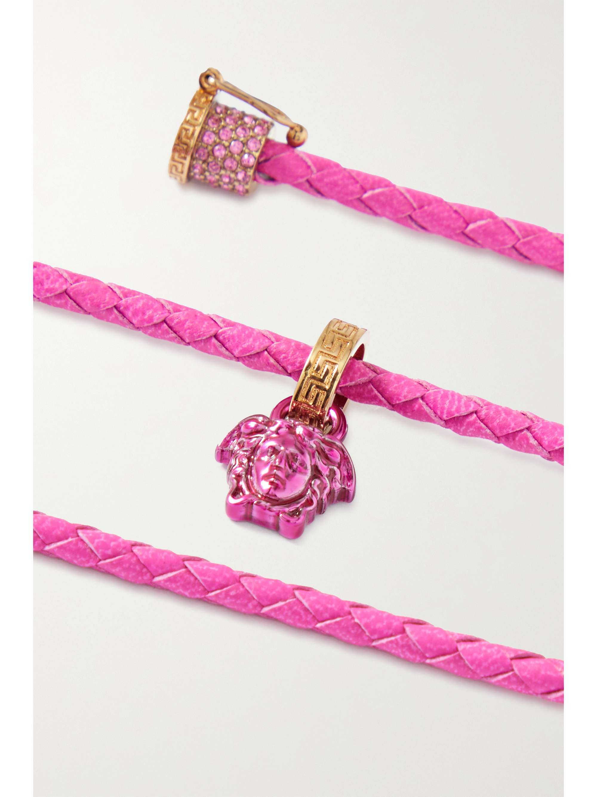 VERSACE Medusa braided leather and gold-tone necklace