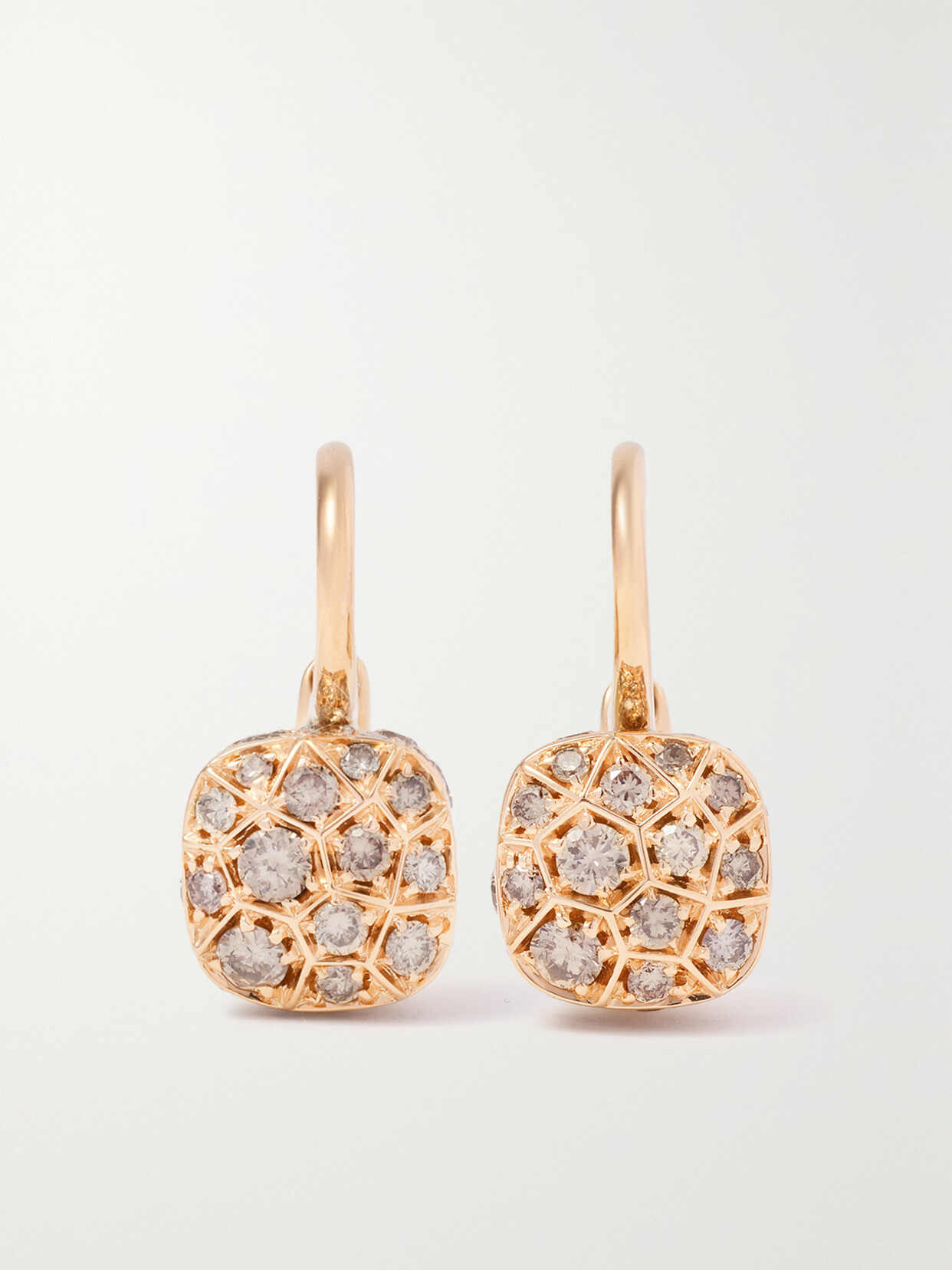 Shop Pomellato Nudo Petit 18-karat Rose And White Gold Diamond Earrings