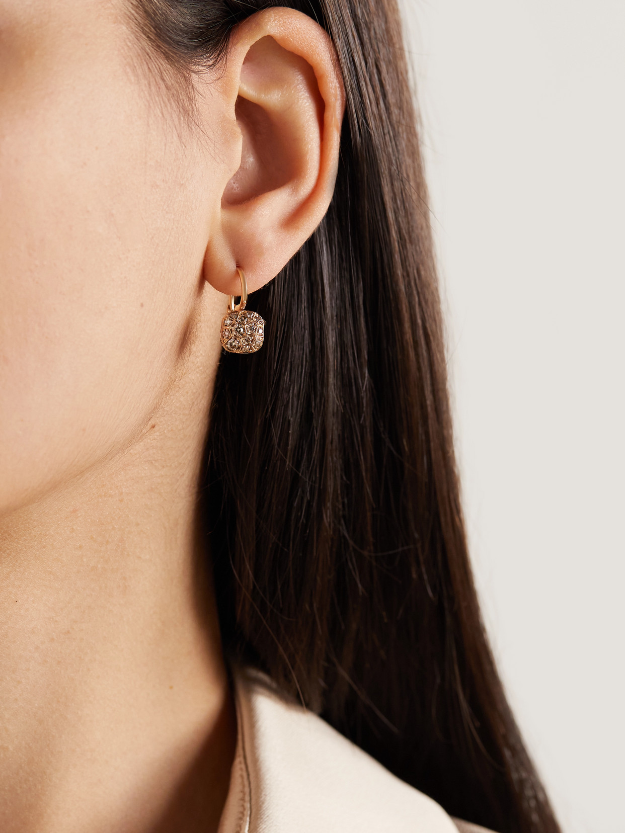 Pomellato Nudo Petit 18-karat Rose And White Gold Diamond Earrings In Gold