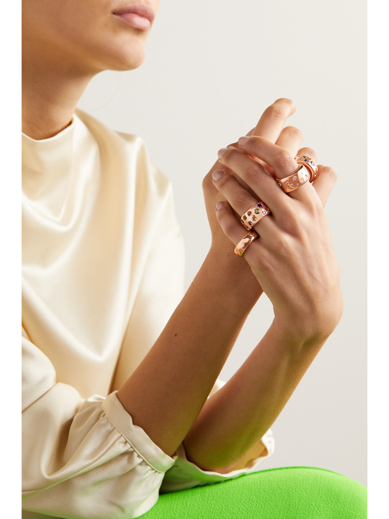 Shop Pomellato Maxi Iconica 18-karat Rose Gold Multi-stone Ring