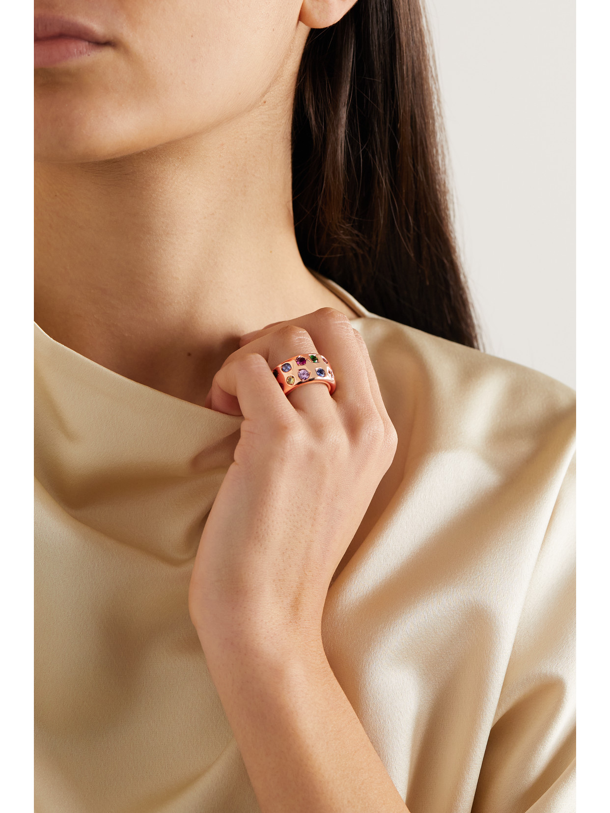 Shop Pomellato Maxi Iconica 18-karat Rose Gold Multi-stone Ring