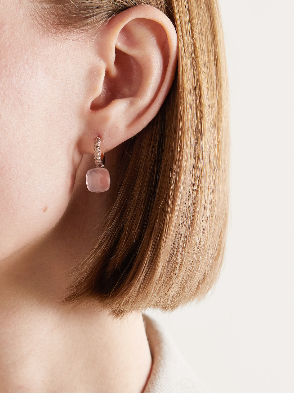 Pomellato Nudo 18-karat Rose And White Gold Multi-stone Earrings In Gold