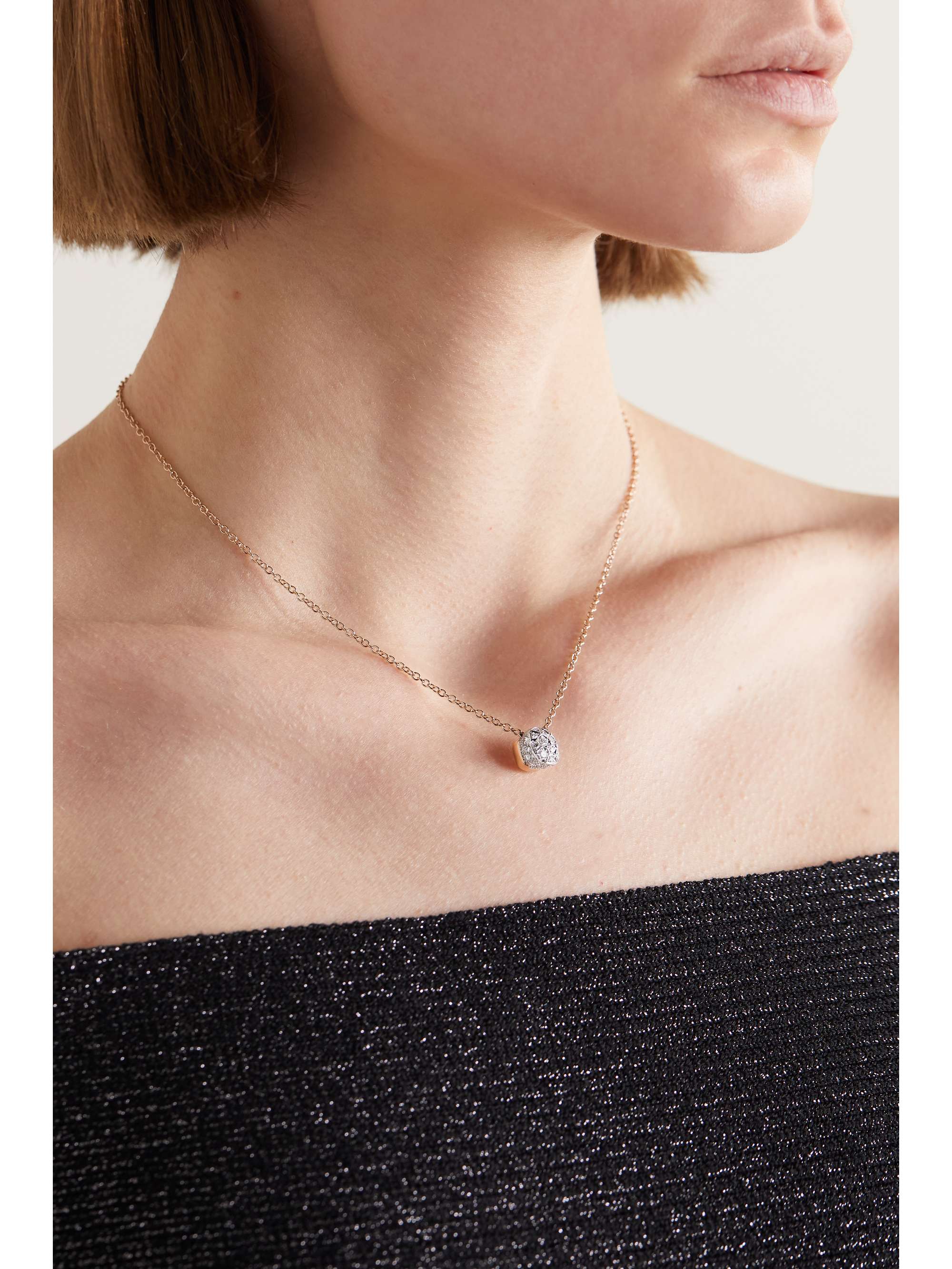 POMELLATO Nudo 18-karat rose and white gold diamond necklace
