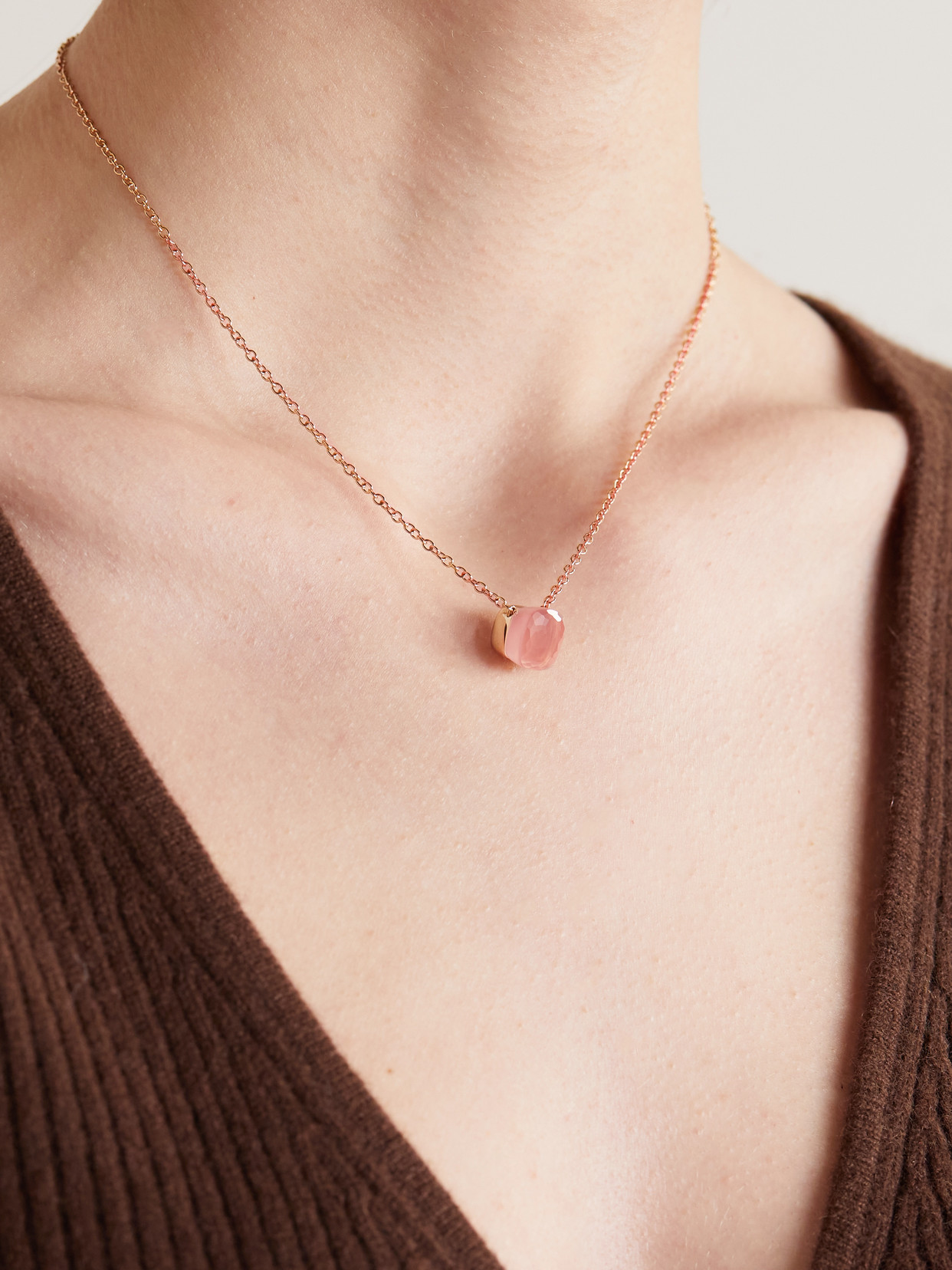 Shop Pomellato Nudo 18-karat Rose Gold, Quartz And Chalcedony Doublet Necklace