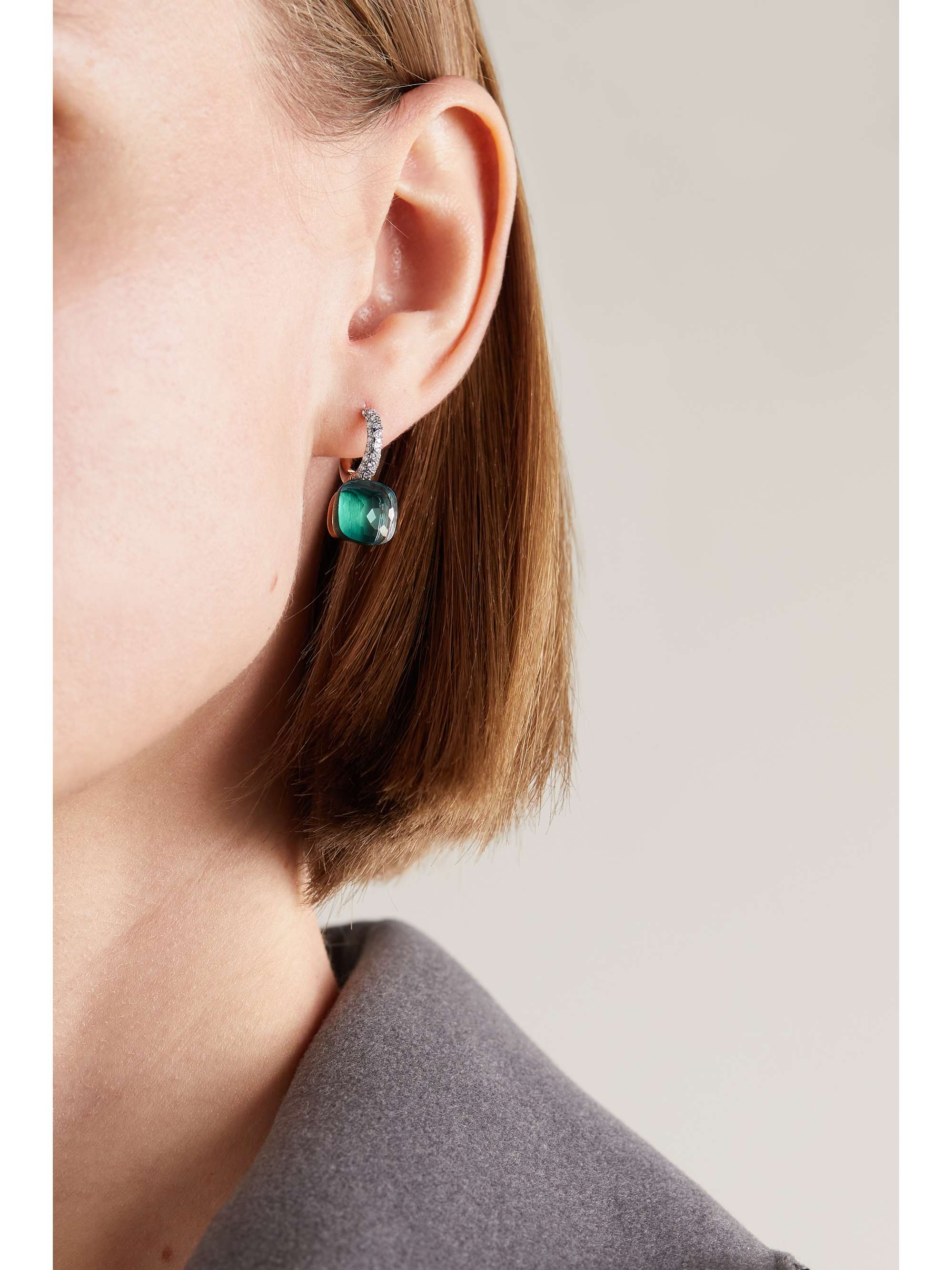 POMELLATO Nudo 18-karat white and rose gold multi-stone earrings