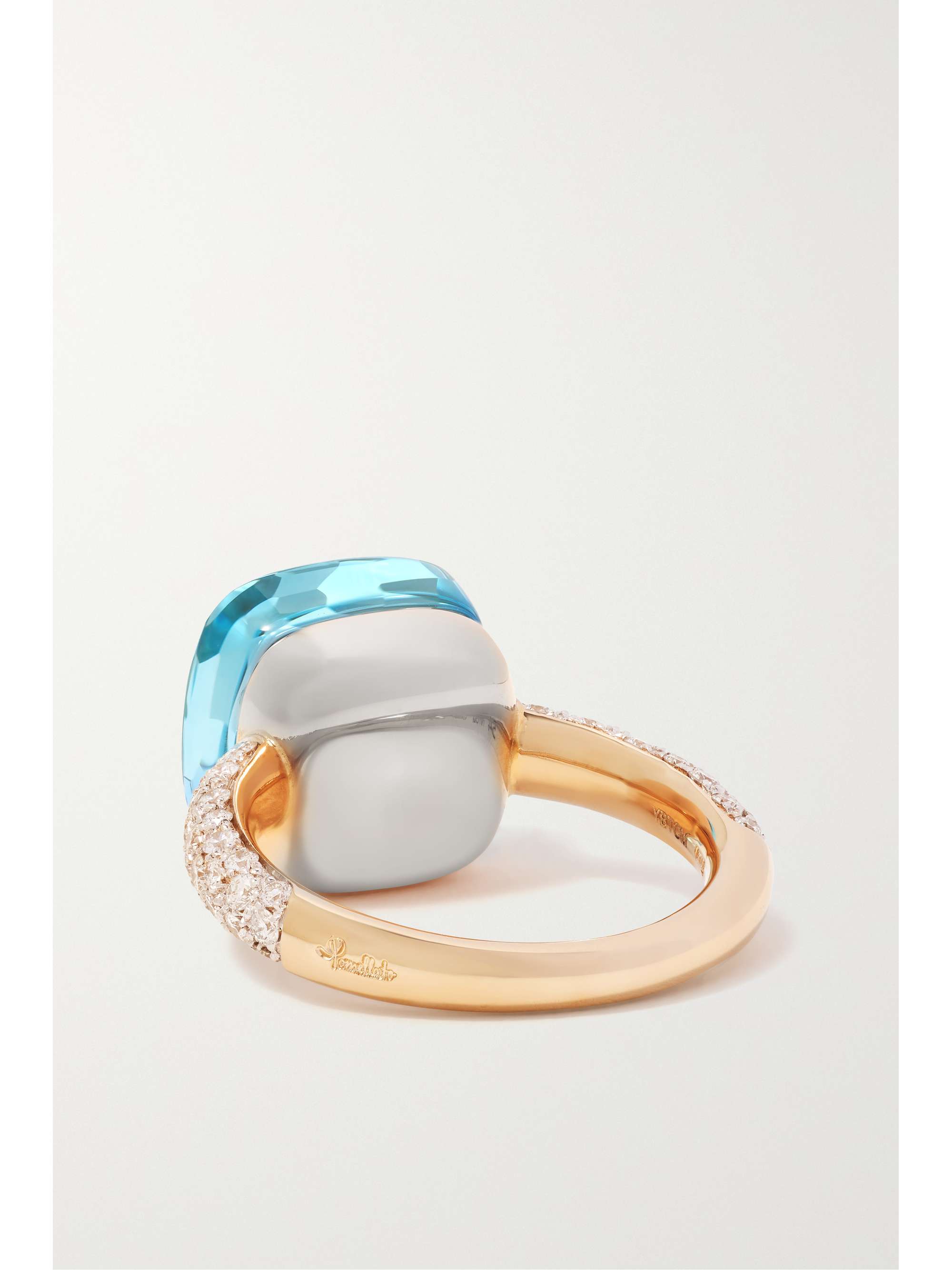 POMELLATO Nudo 18-karat rose and white gold, agate and topaz ring