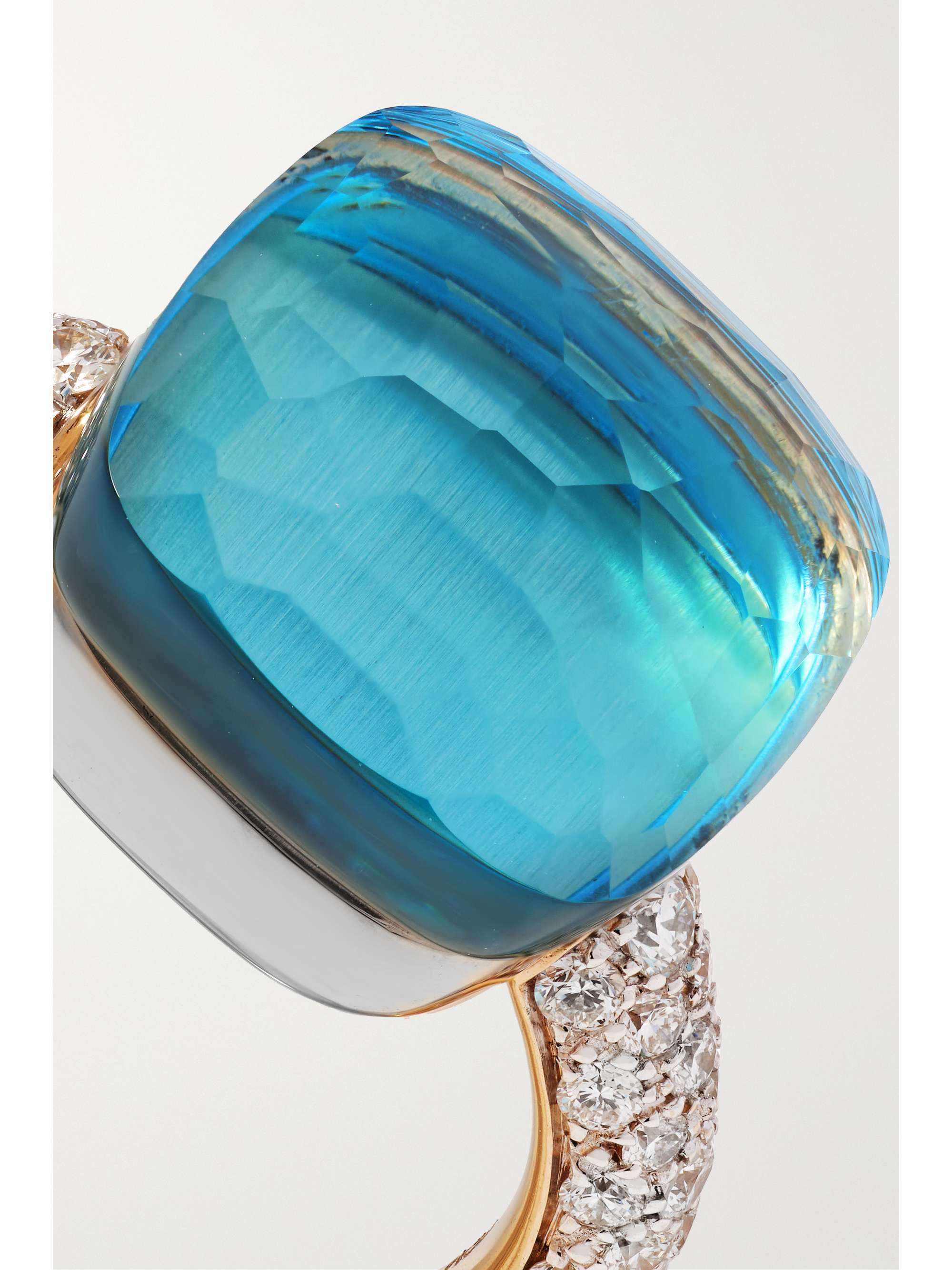 POMELLATO Nudo 18-karat rose and white gold, agate and topaz ring