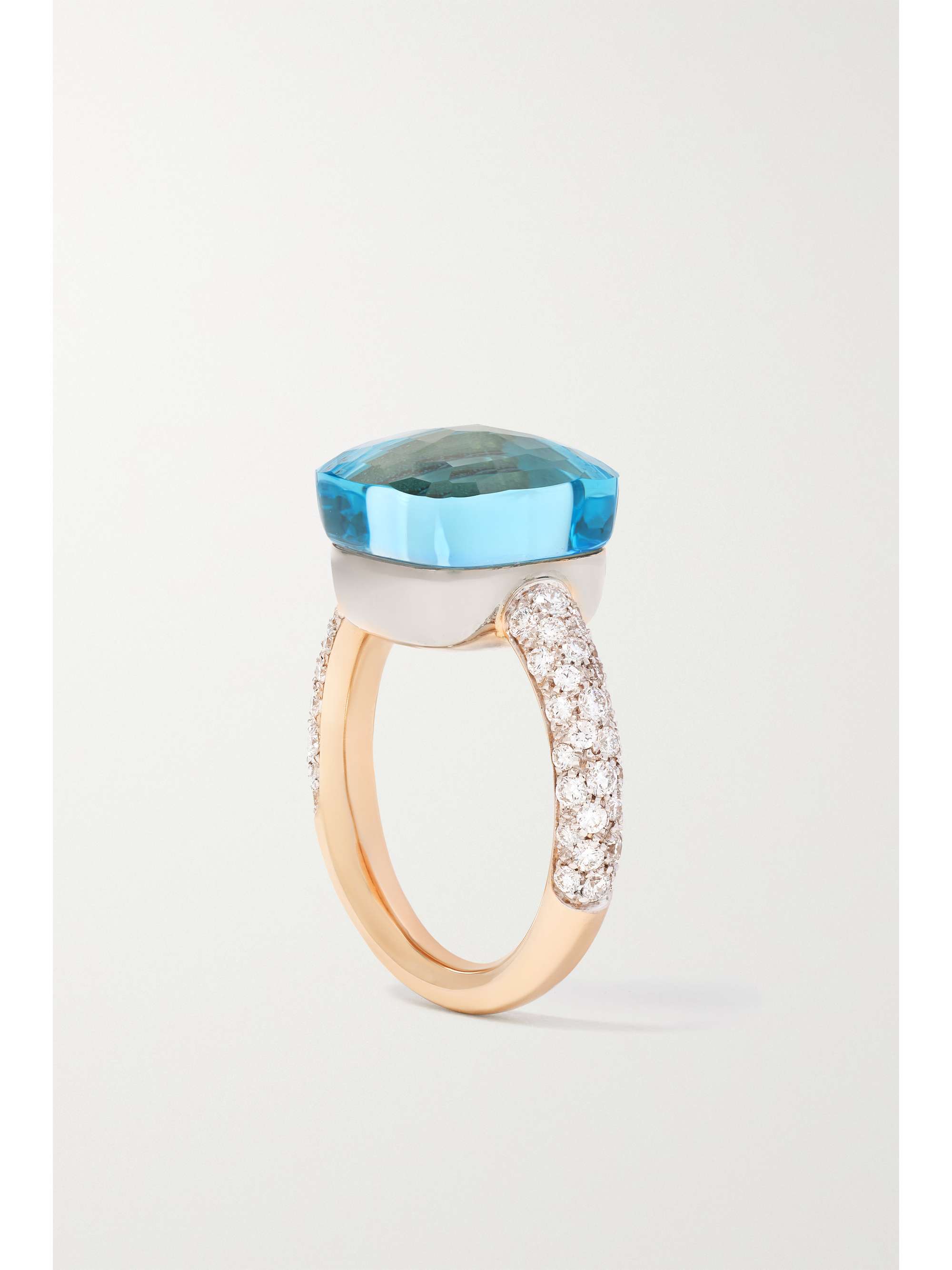 POMELLATO Nudo 18-karat rose and white gold, agate and topaz ring