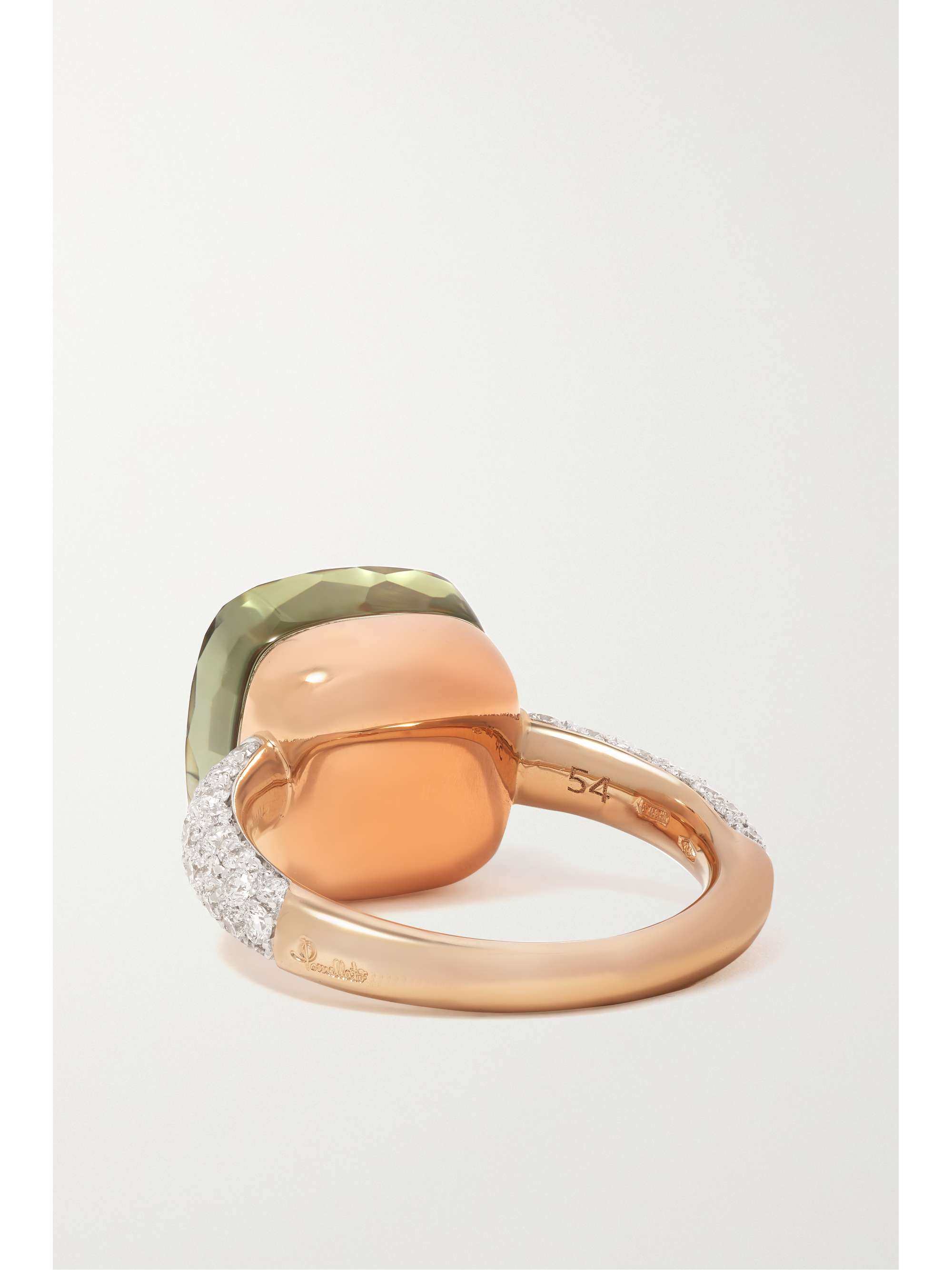 POMELLATO Nudo 18-karat rose and white gold, agate and topaz ring
