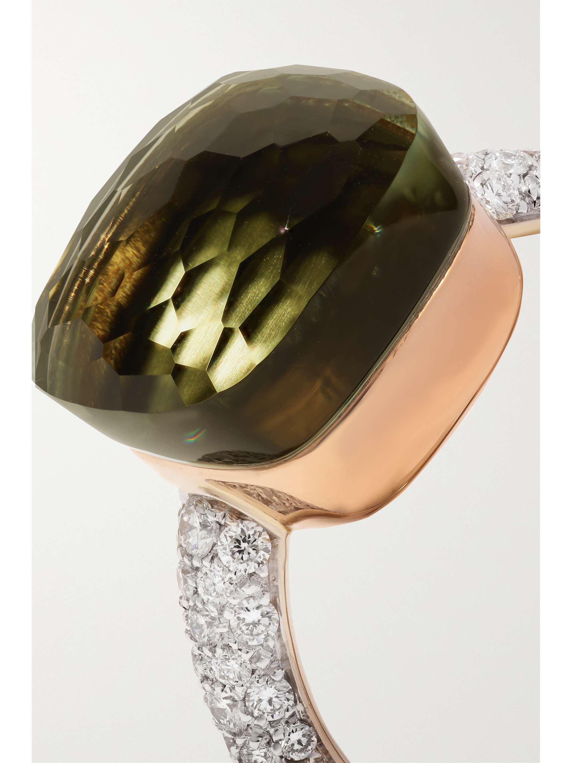 POMELLATO Nudo 18-karat rose and white gold, agate and topaz ring