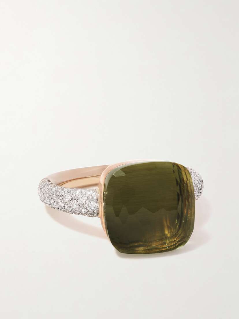 Pomellato Nudo Maxi 18-karat Rose And White Gold, Prasiolite And Diamond Ring
