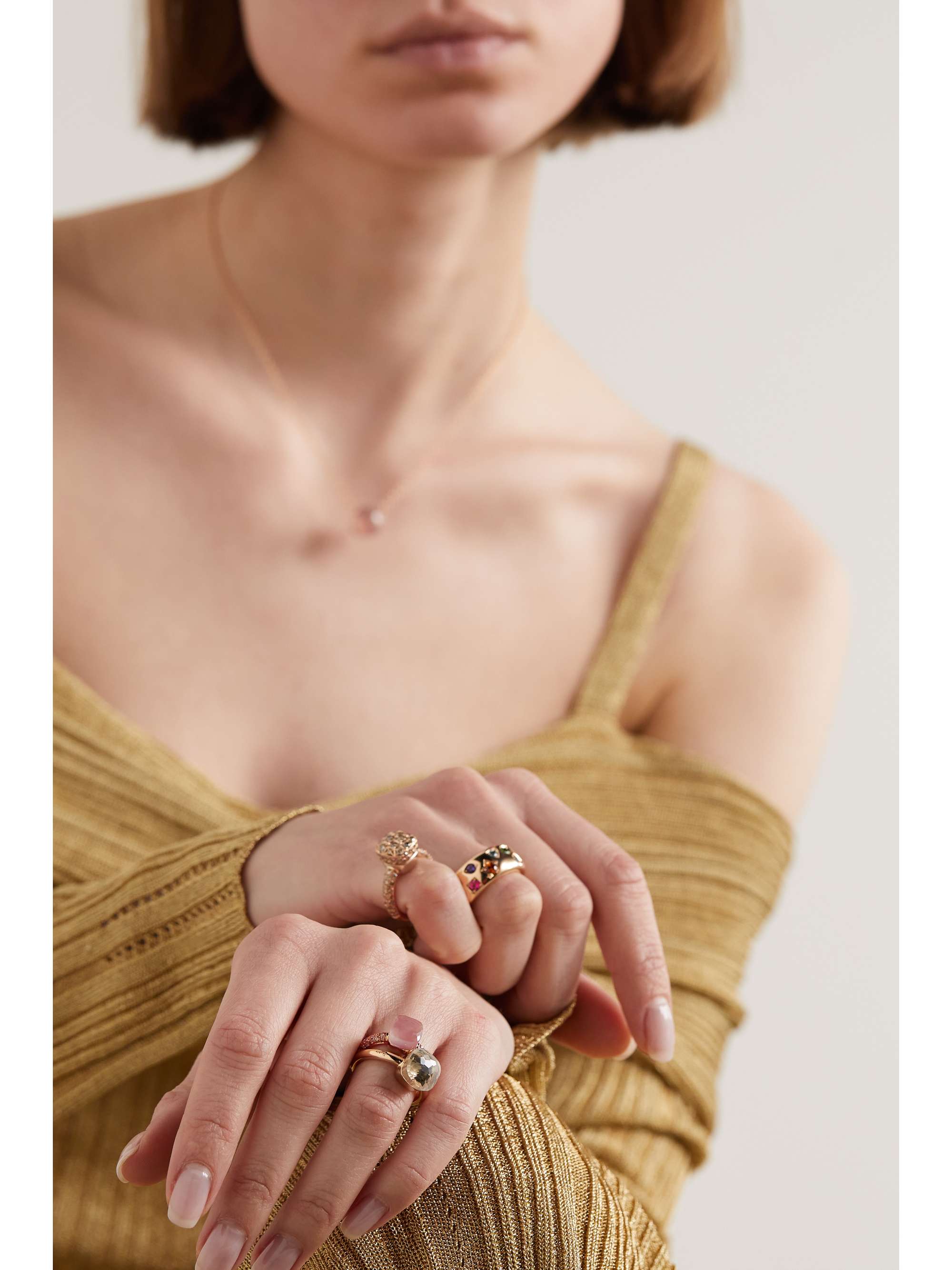 POMELLATO Nudo Petit 18-karat rose gold multi-stone ring
