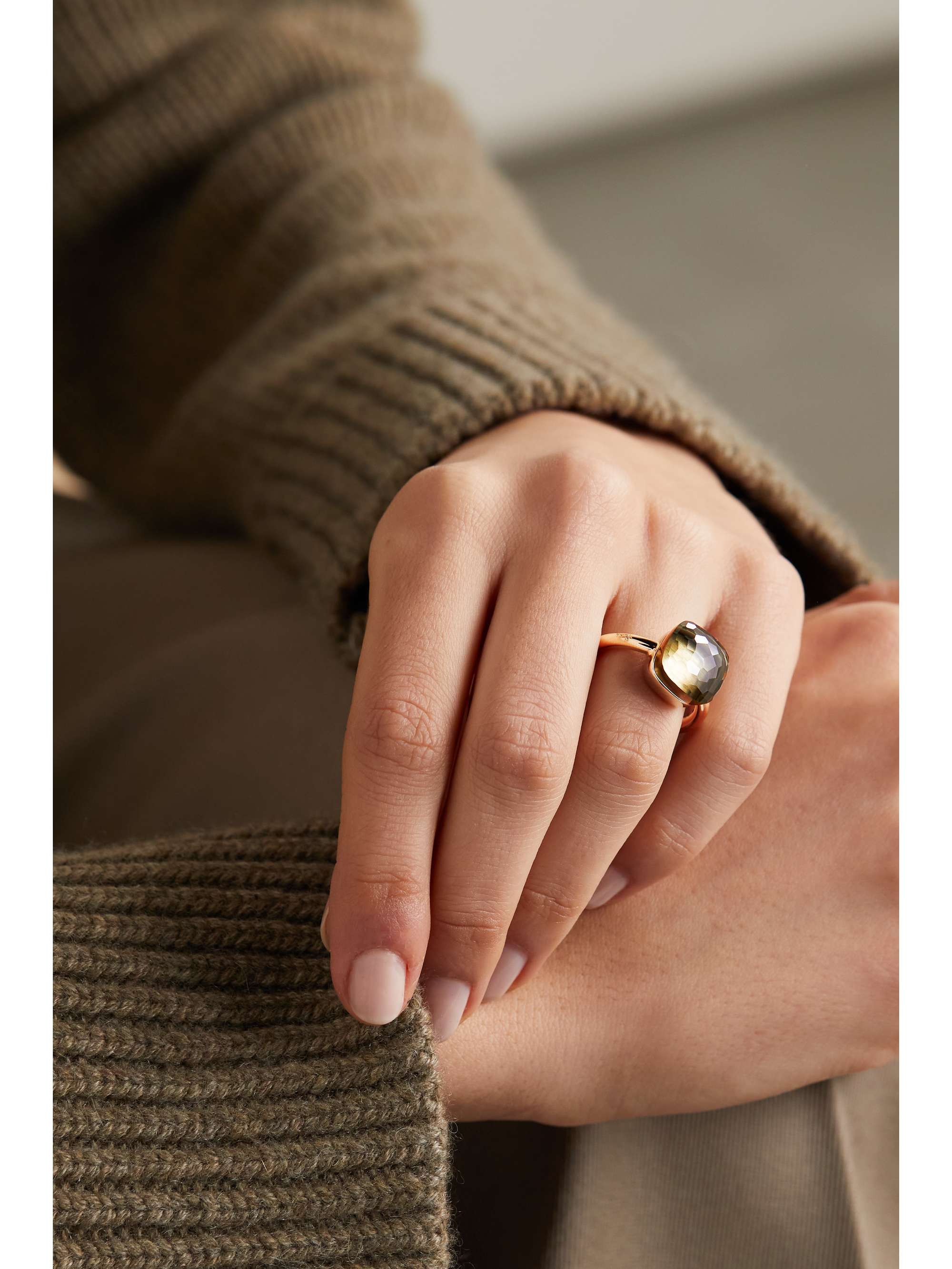 POMELLATO Nudo Maxi 18-karat rose gold prasiolite ring