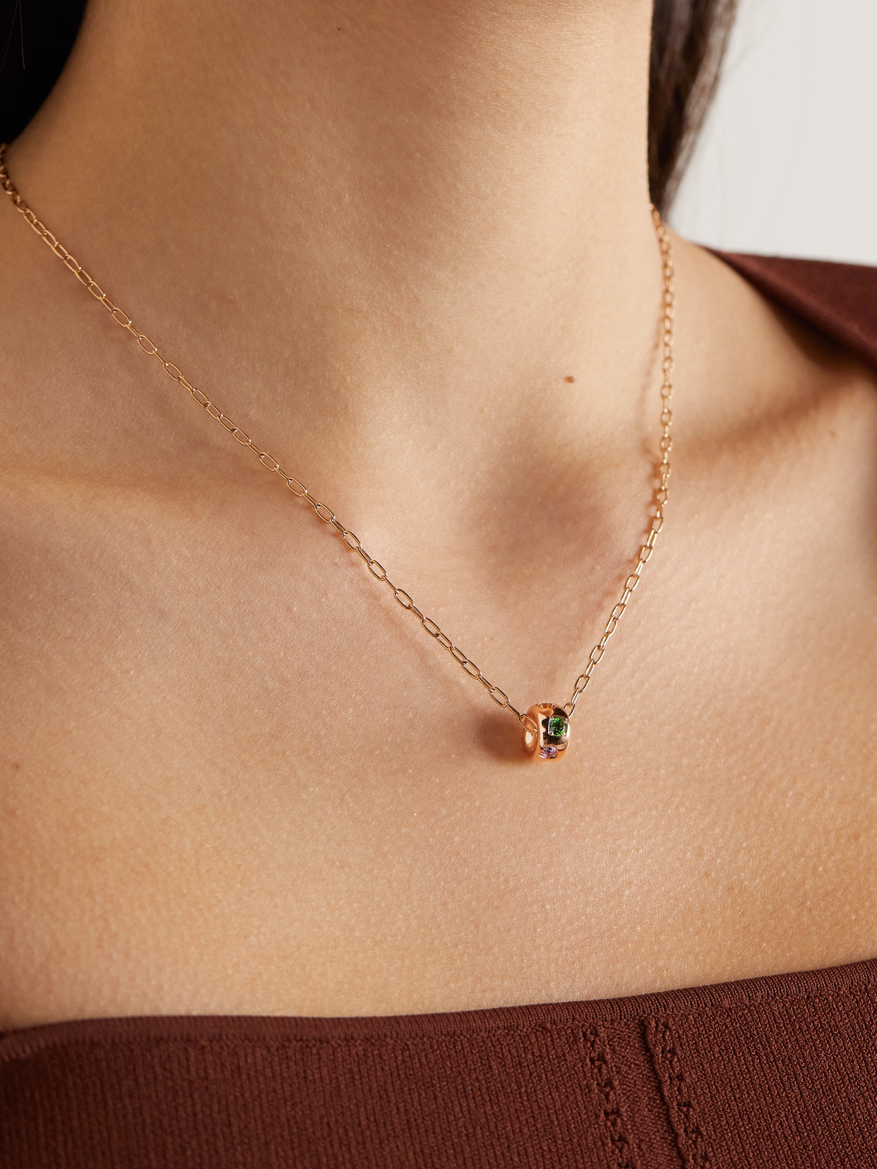 Pomellato Iconica 18-karat Rose Gold Multi-stone Necklace In Gold