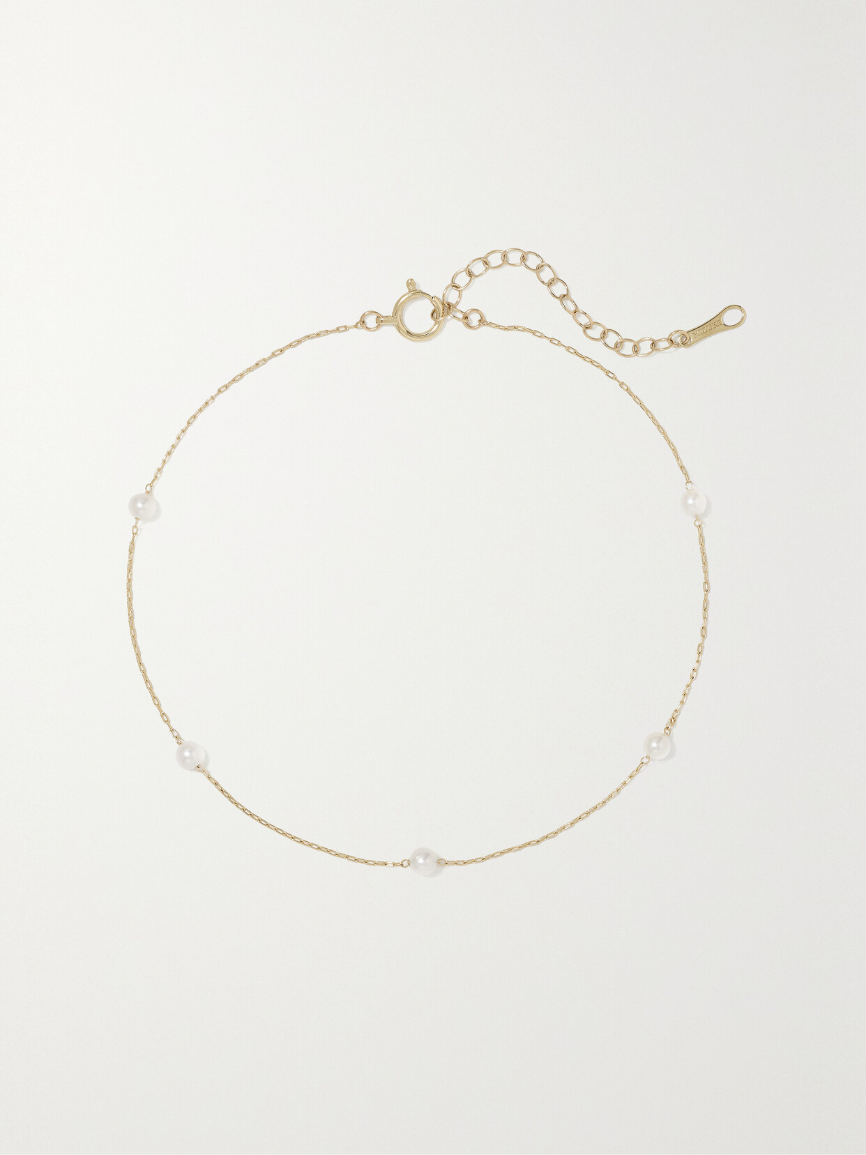 Mizuki 14-karat Gold Pearl Anklet