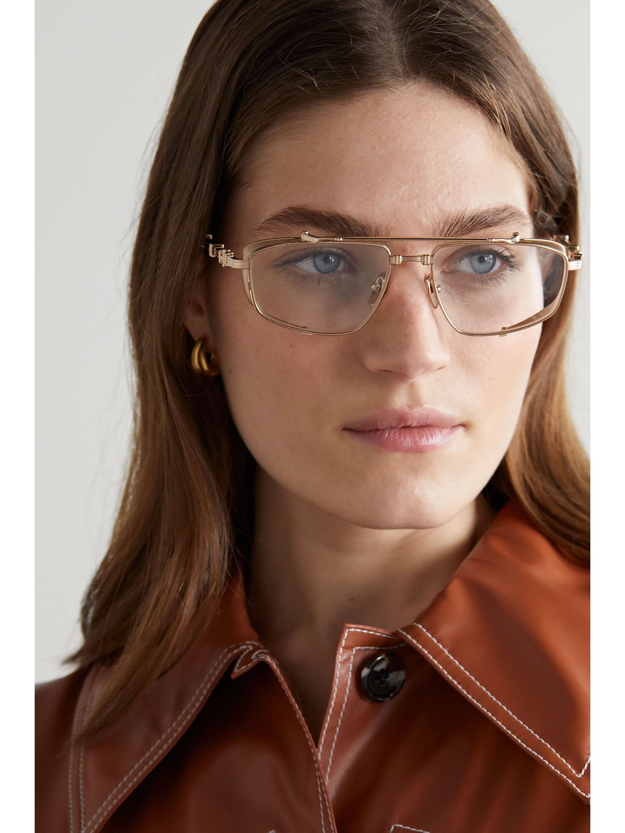 BALMAIN EYEWEAR Brigade aviator-style gold-tone optical glasses