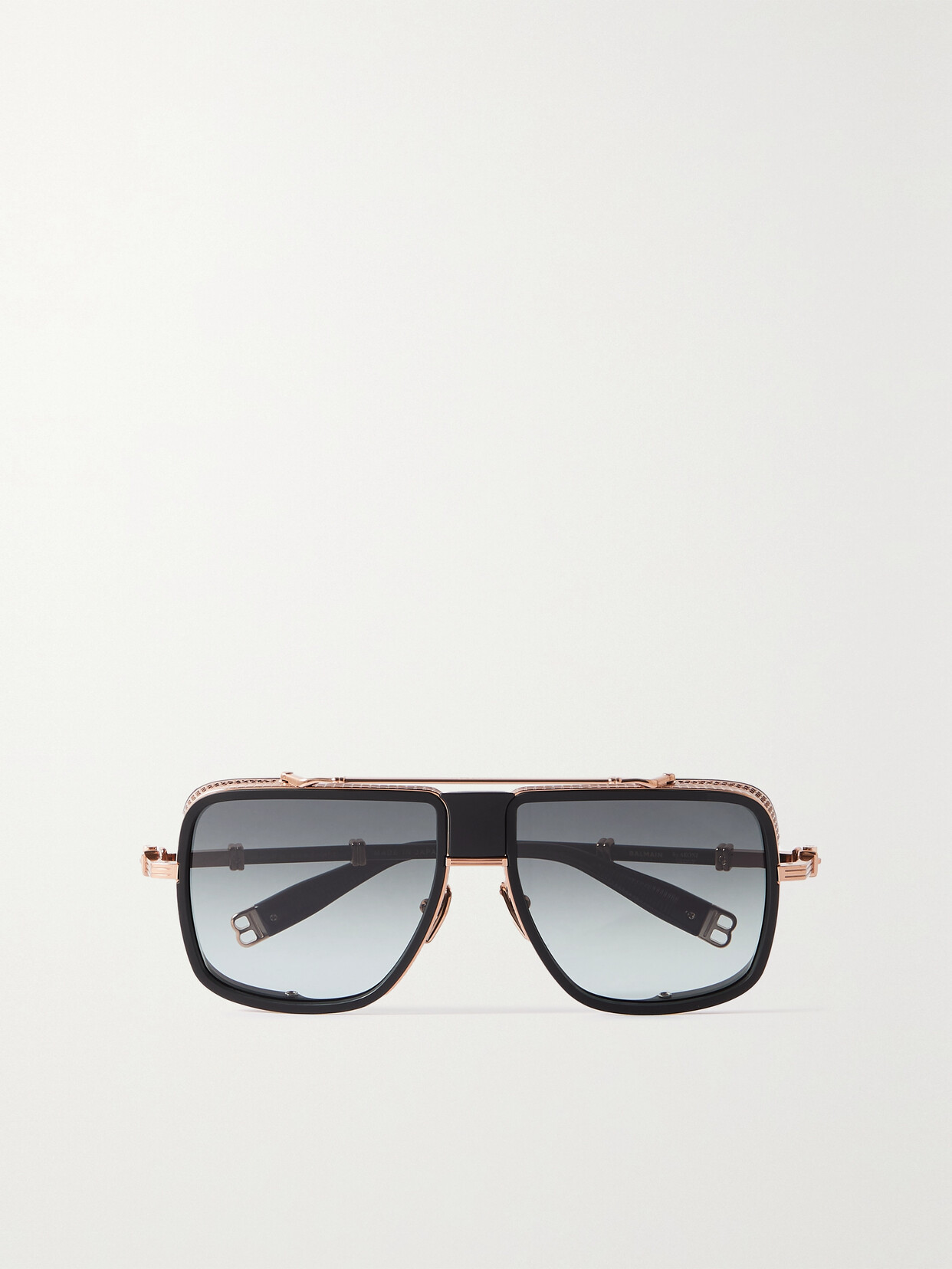 Balmain - O.r. Aviator-style Acetate And Rose Gold-tone Sunglasses - Black