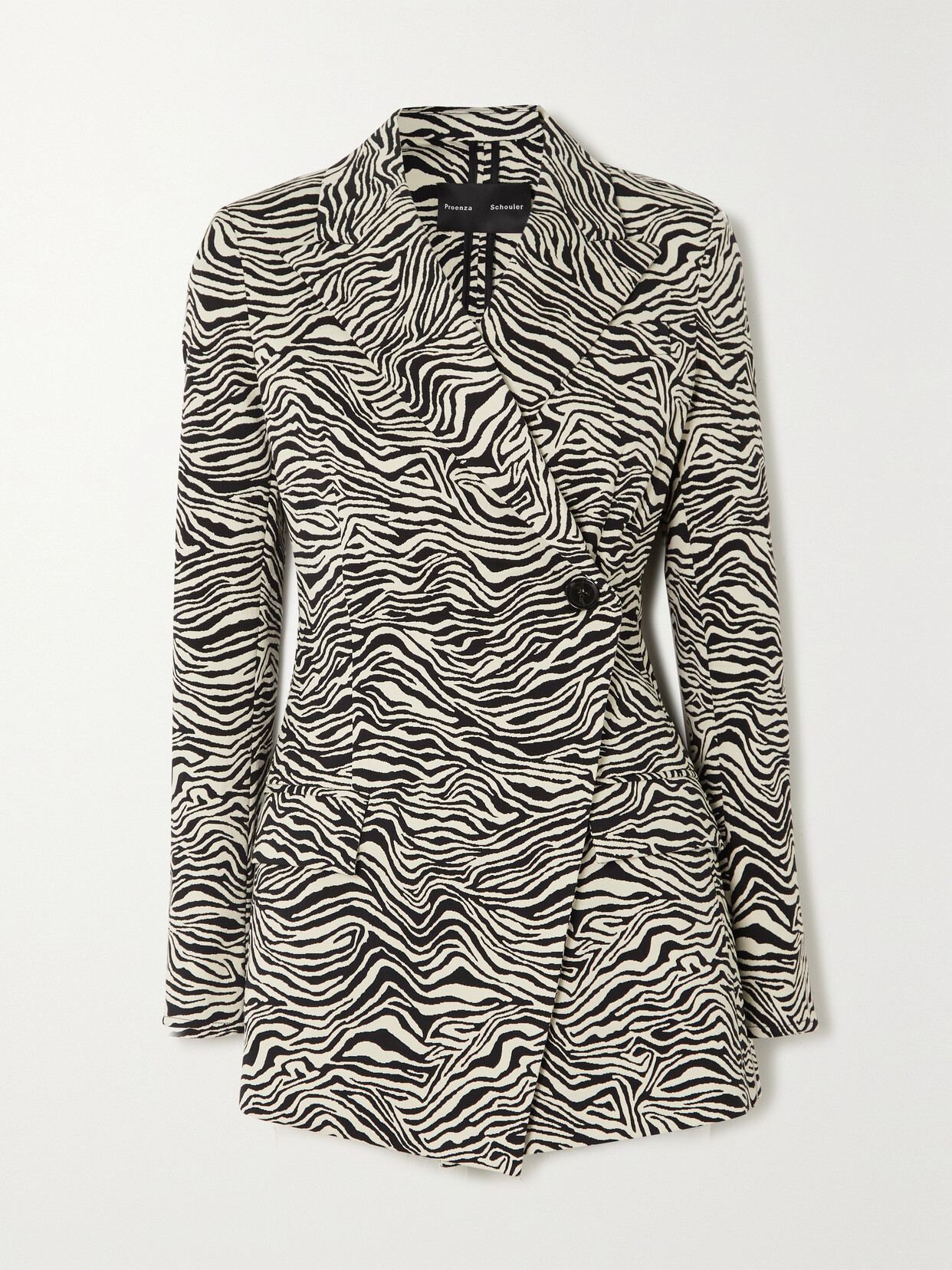 Proenza Schouler Asymmetric Zebra-jacquard Stretch Cotton-blend Blazer