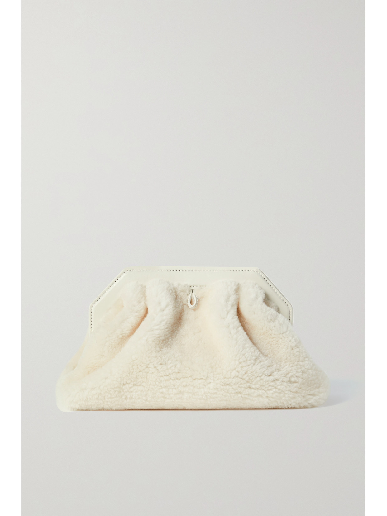 Serapian - Secret Leather-trimmed Shearling Clutch - Cream