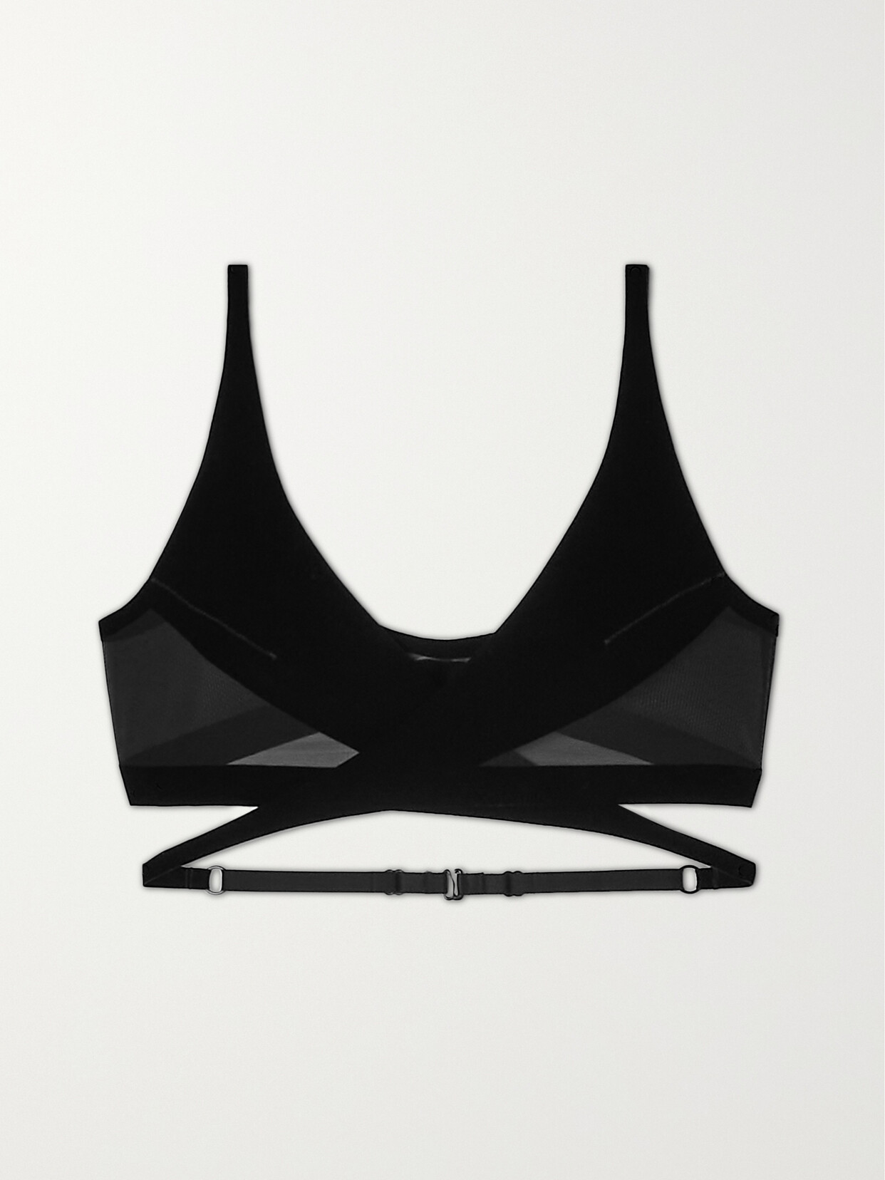 WOLFORD + MUGLER CUTOUT FLOCKED STRETCH-TULLE SOFT-CUP BRA