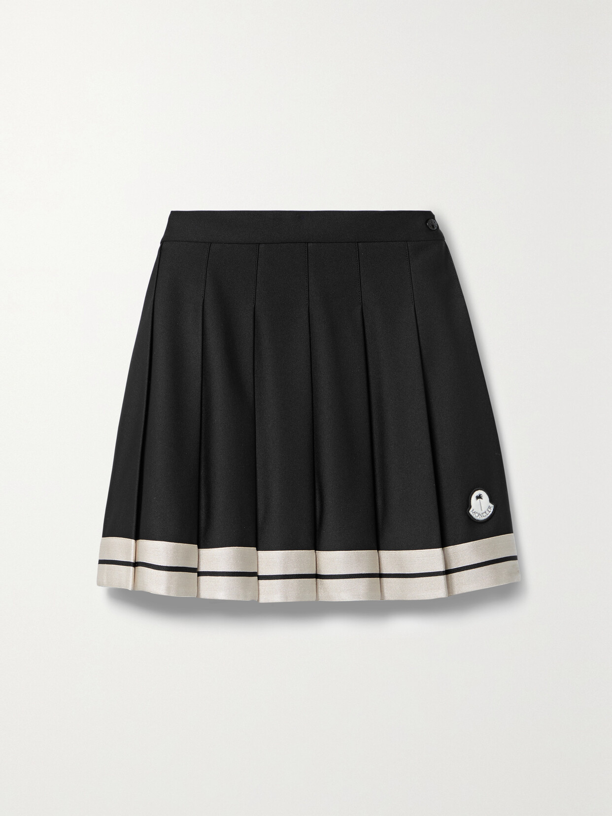 Shop Moncler Genius + 8 Palm Angels Pleated Striped Canvas Mini Skirt In Black