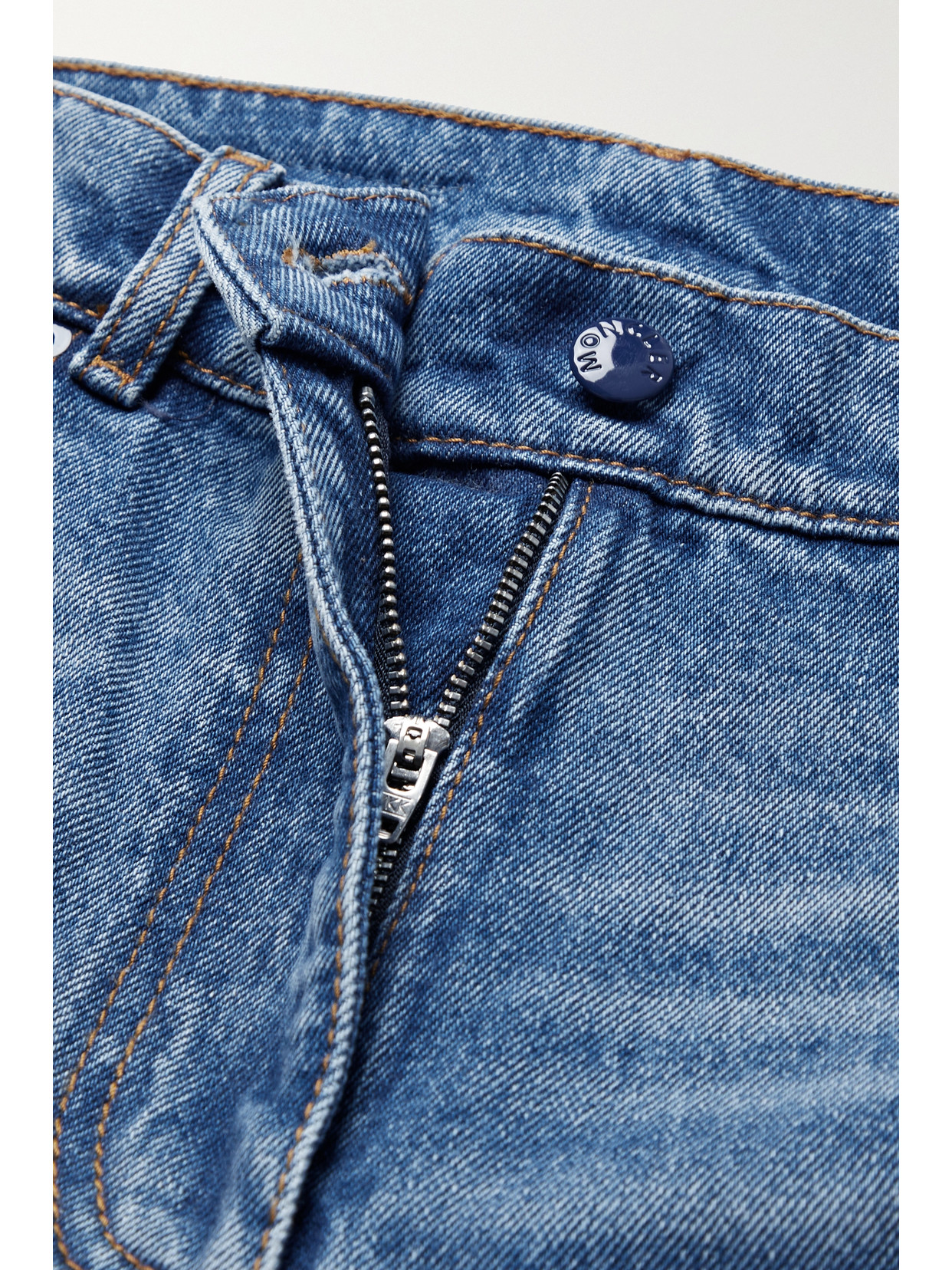 Shop Moncler Genius + 8 Palm Angels Distressed High-rise Straight-leg Jeans In Blue