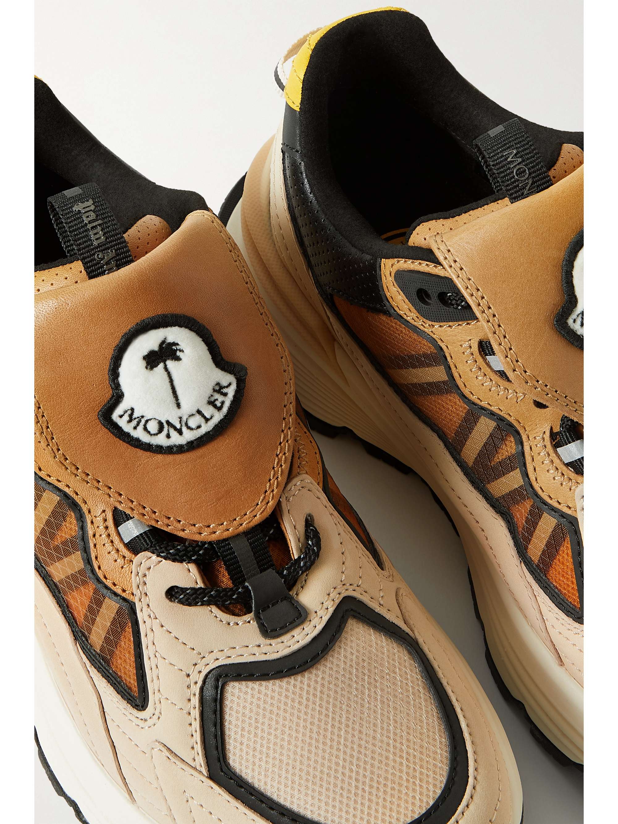 MONCLER GENIUS + Palm Angels Palm Lite leather-trimmed suede and coated mesh sneakers