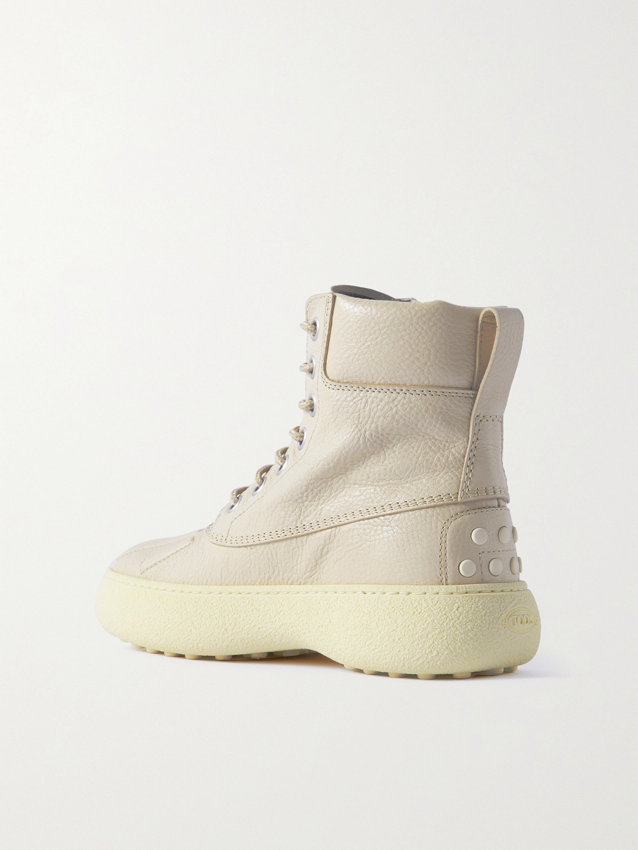 Moncler Genius W.g. Mid Leather Boots White In Brown