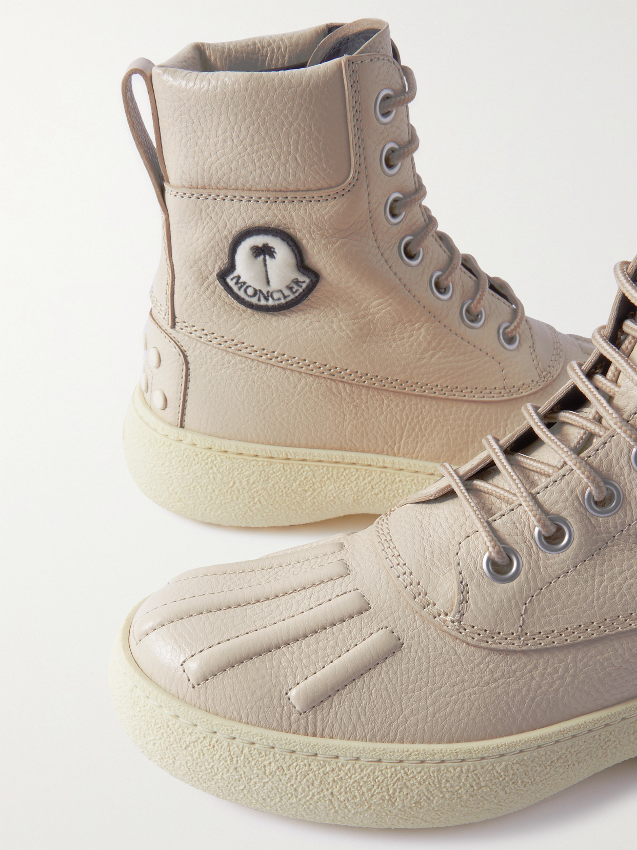 Moncler Genius W.g. Mid Leather Boots White In Brown
