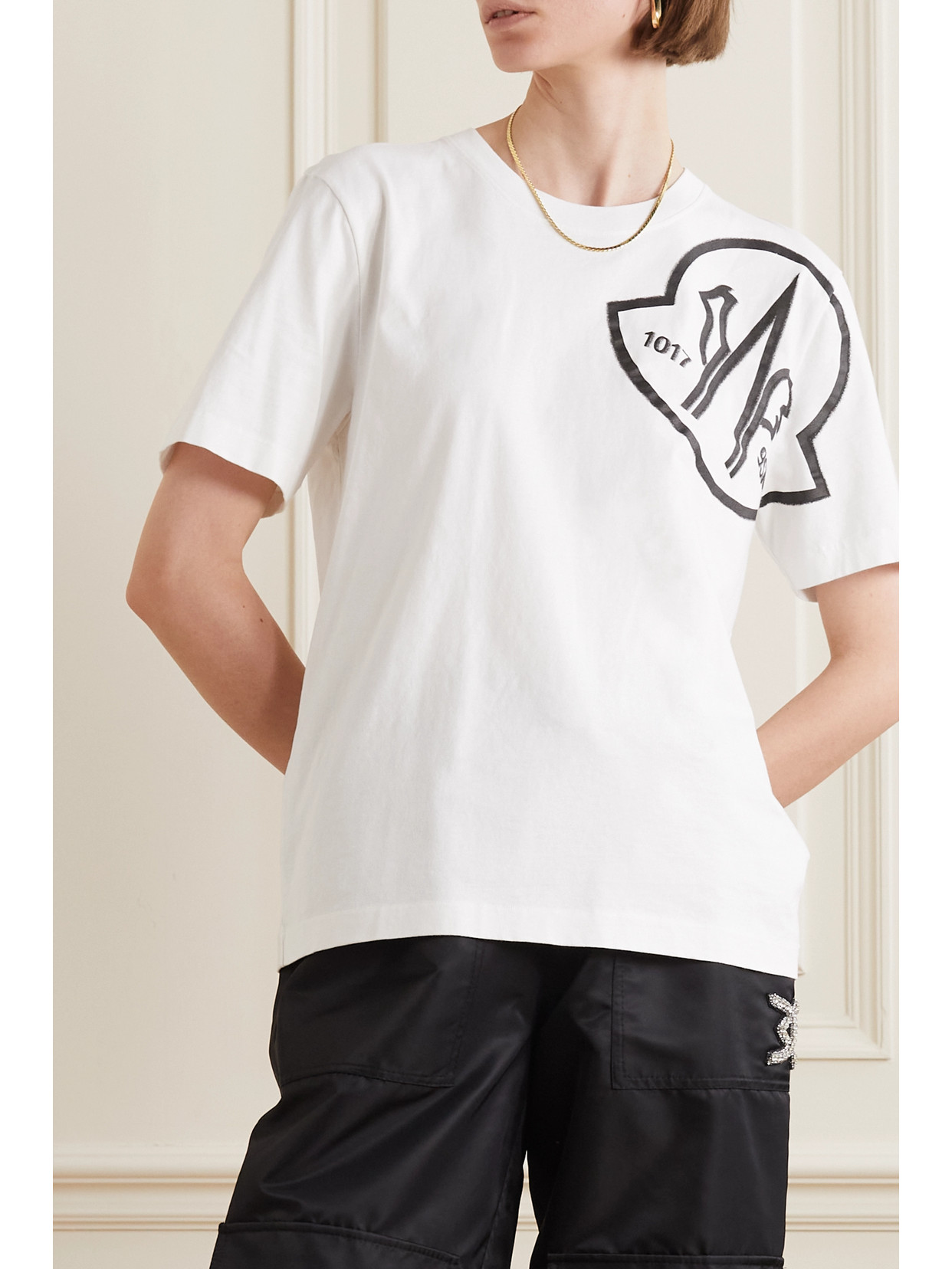 Shop Moncler Genius + 1017 Alyx 9sm Printed Cotton-jersey T-shirt In White