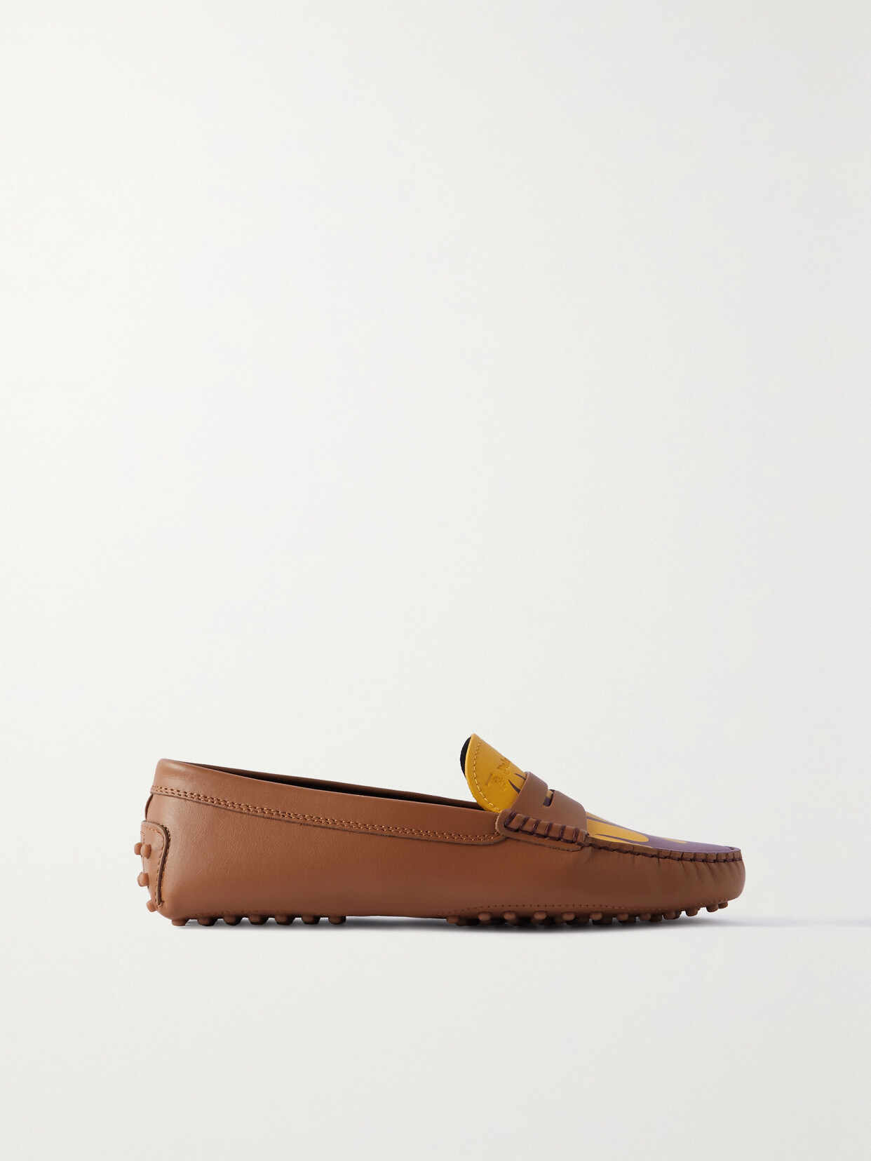 Moncler Genius - + Palm Angels Printed Leather Loafers - Brown