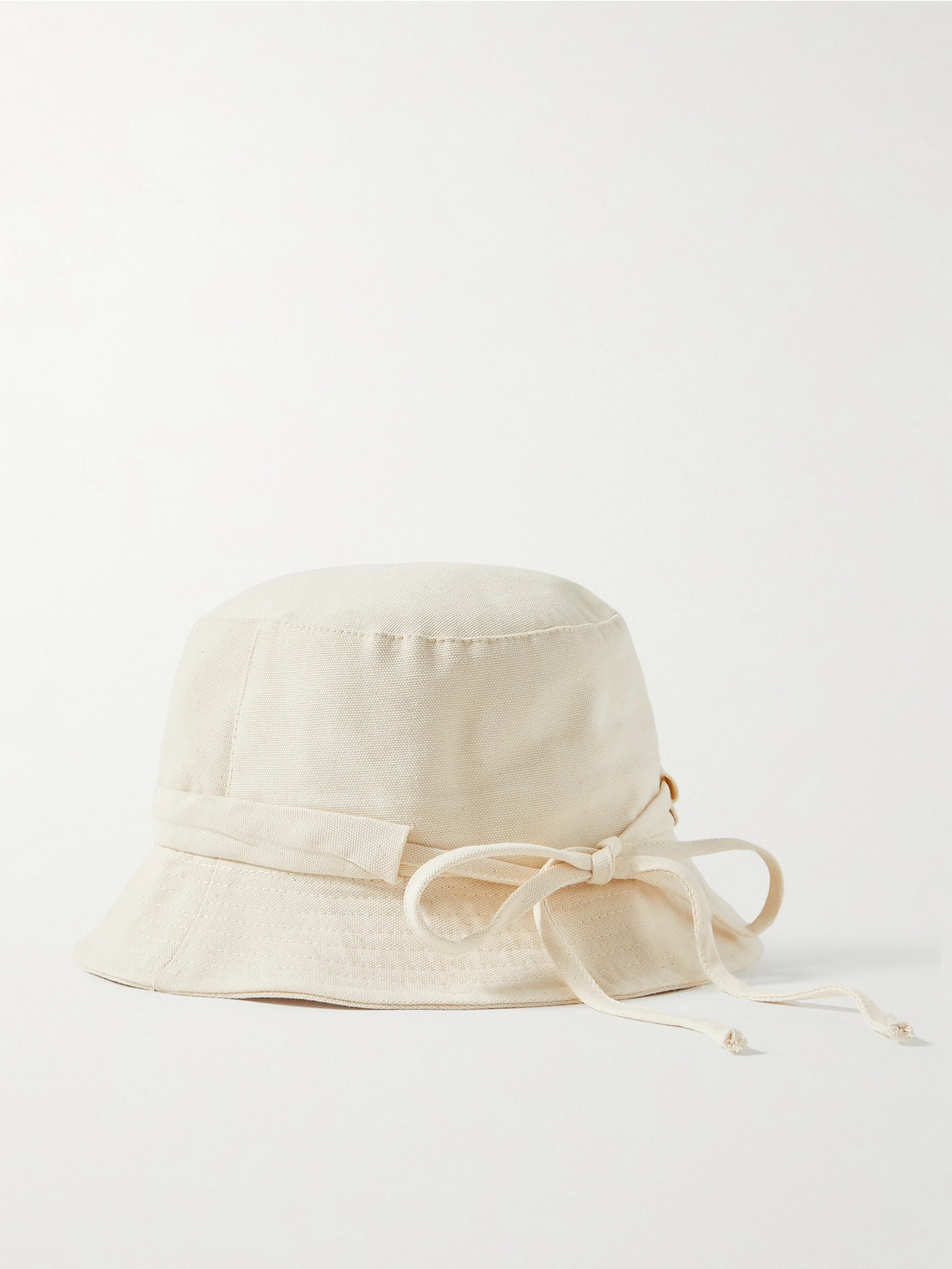 Shop Jacquemus Le Bob Gadjo Embellished Cotton-canvas Bucket Hat In Off-white