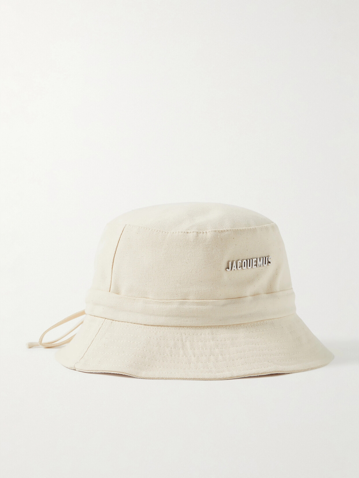 Shop Jacquemus Le Bob Gadjo Embellished Cotton-canvas Bucket Hat In Off-white