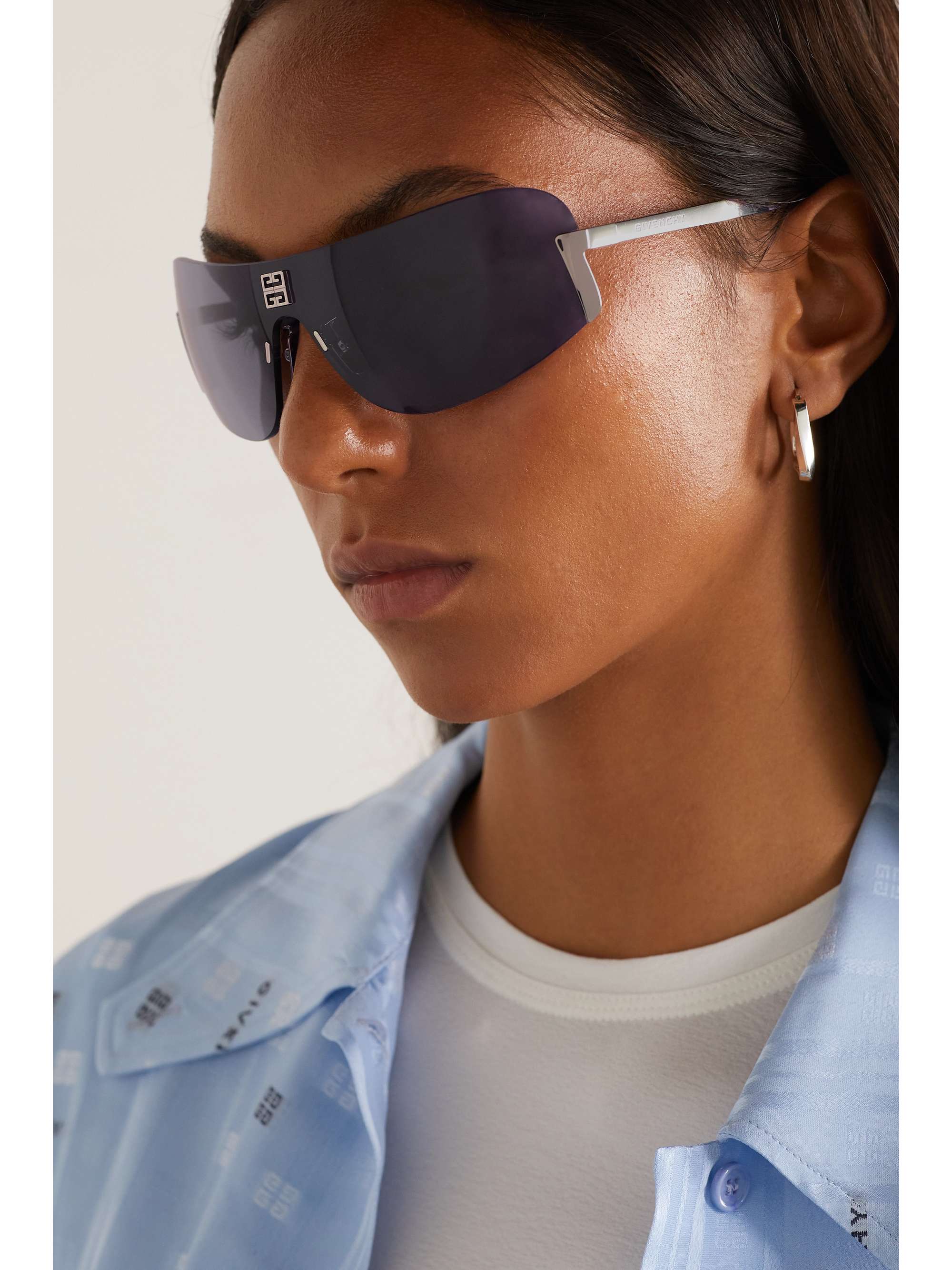GIVENCHY EYEWEAR Aviator-style silver-tone sunglasses