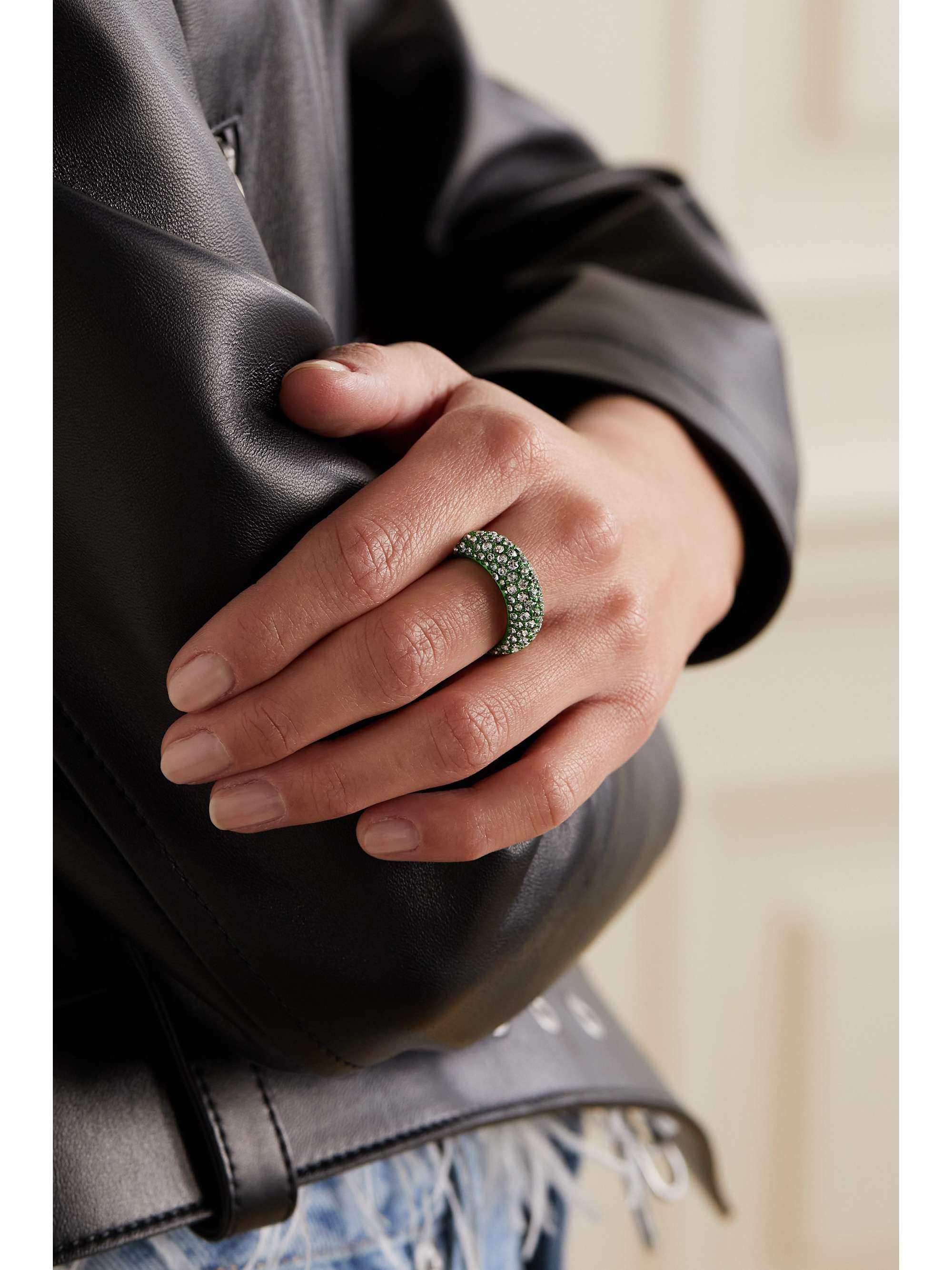 AMINA MUADDI Cameron green-tone crystal ring