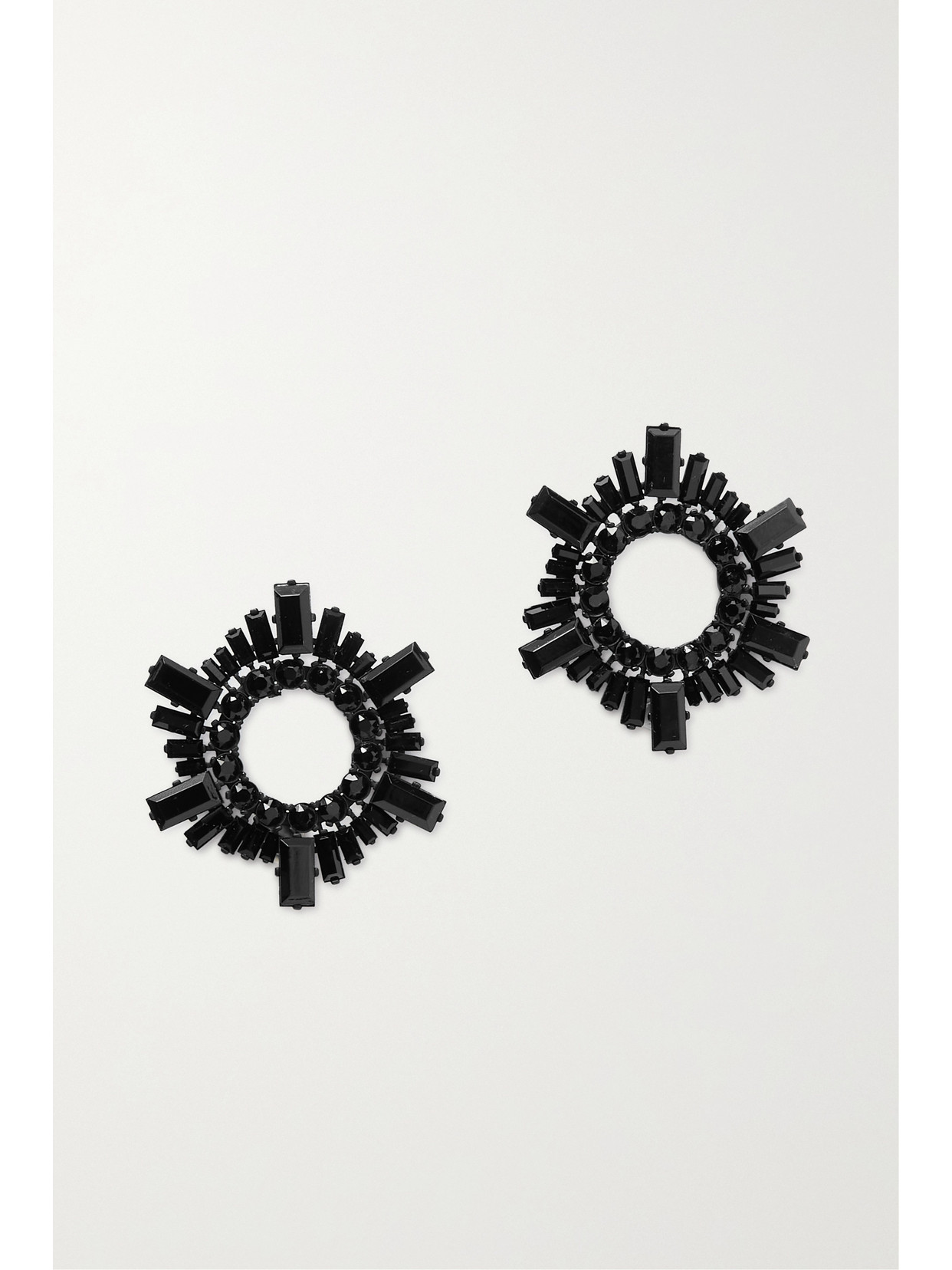 Amina Muaddi - Begum Mini Silver-tone Crystal Earrings - Black