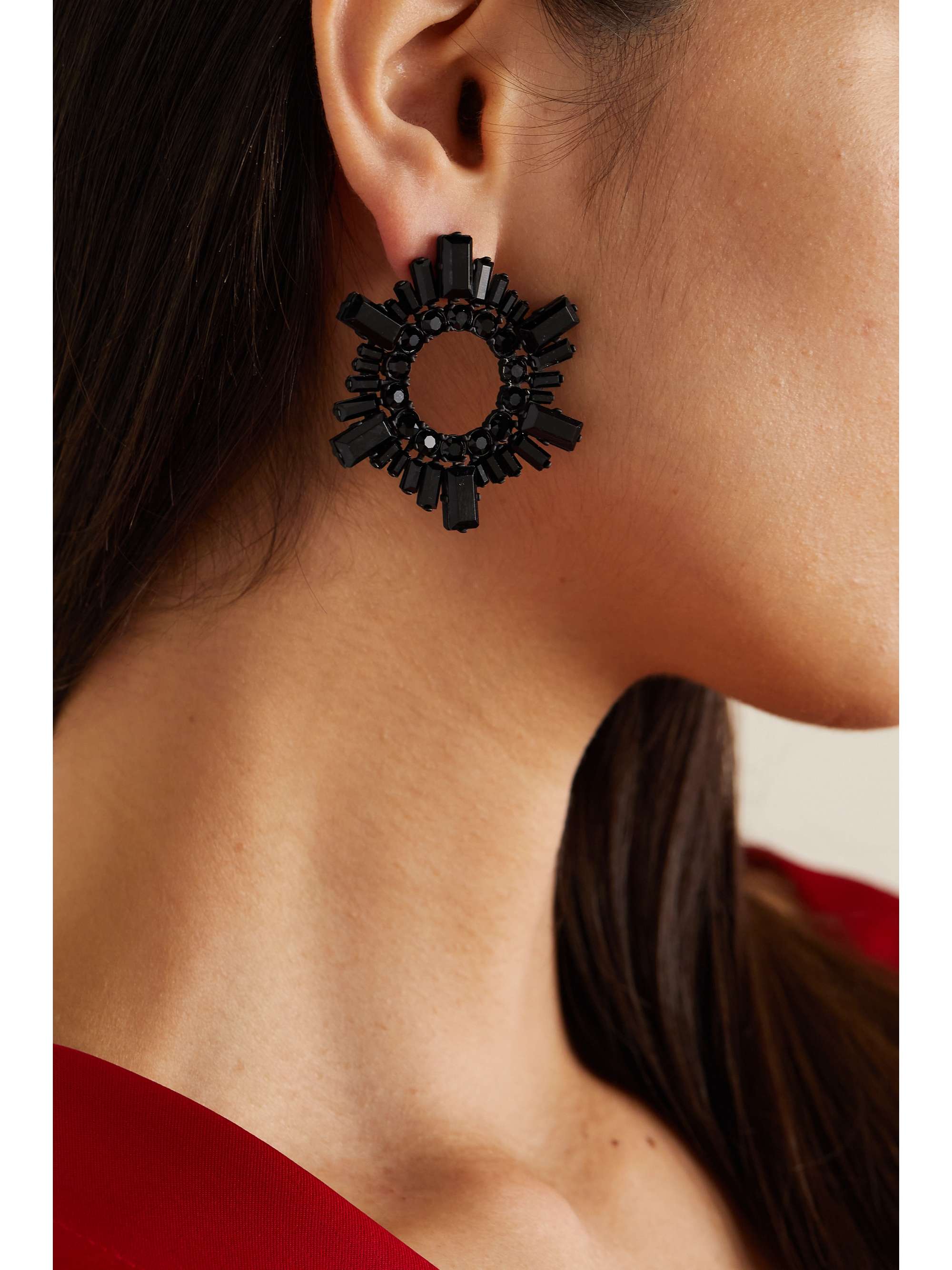 AMINA MUADDI Begum mini silver-tone crystal earrings