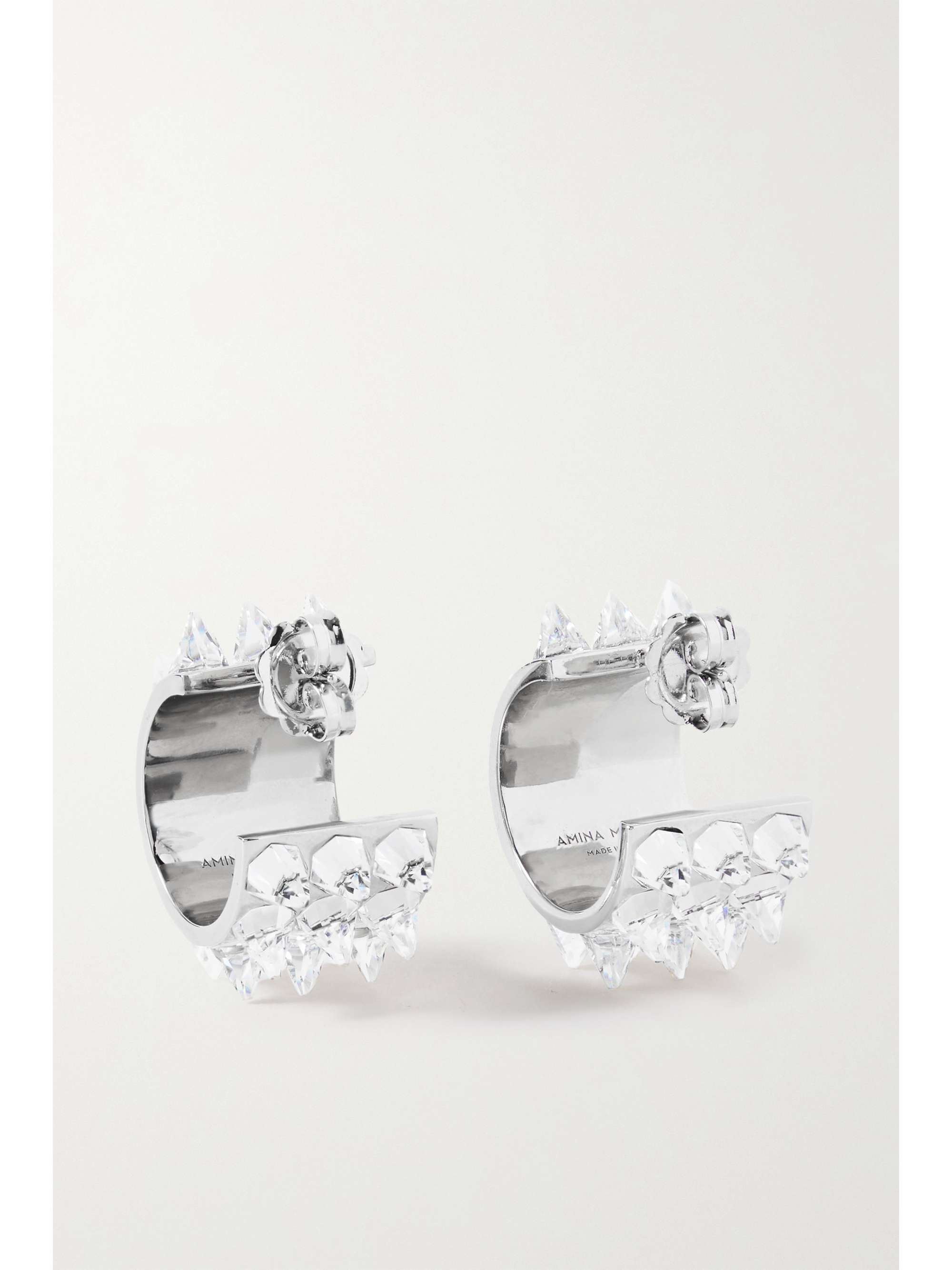 AMINA MUADDI Karma small silver-tone crystal hoop earrings