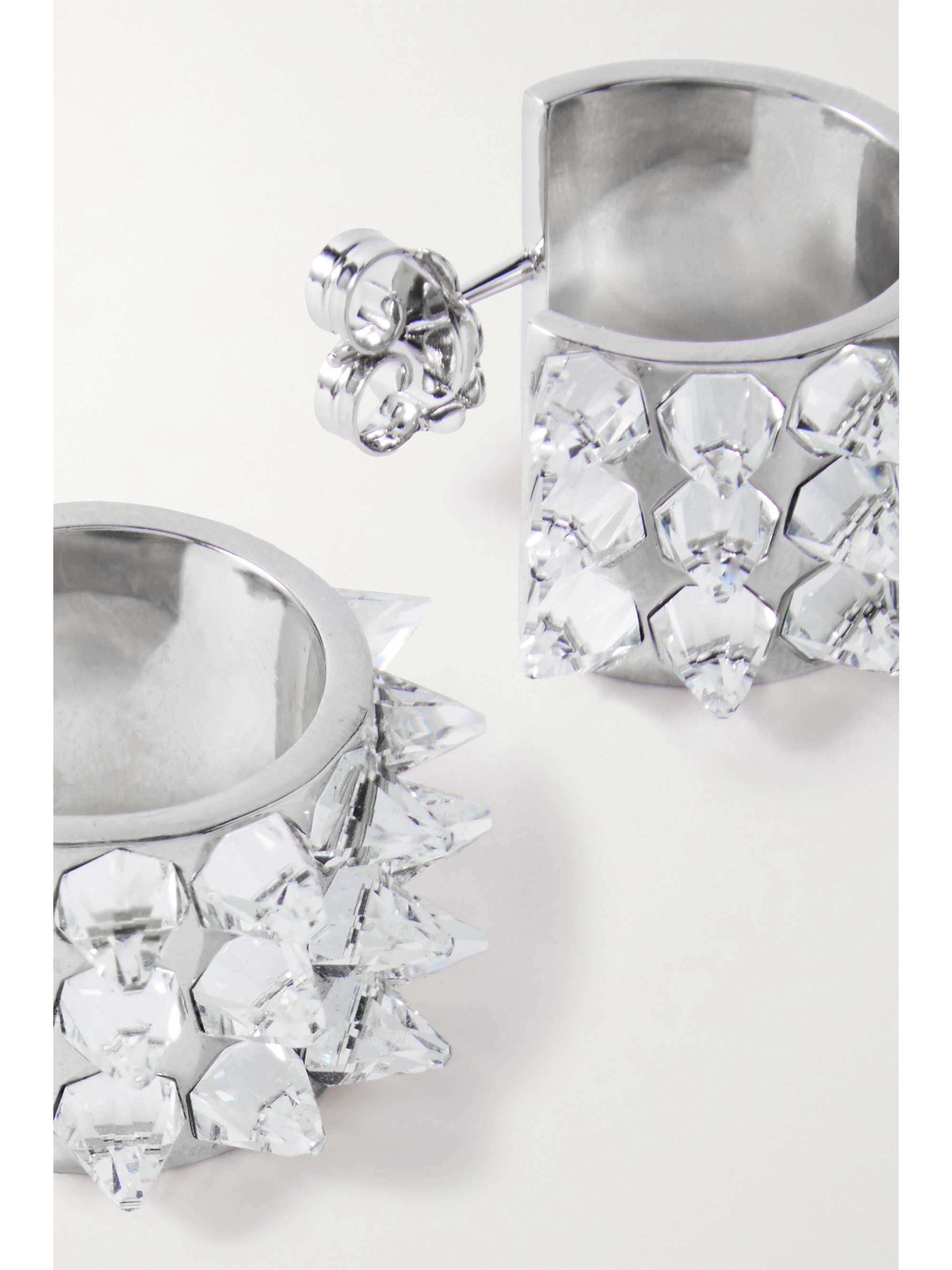 AMINA MUADDI Karma small silver-tone crystal hoop earrings